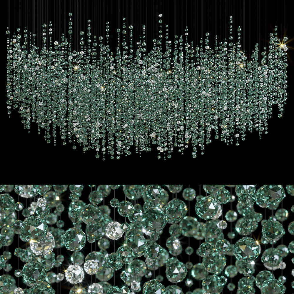 Emerald Rainfall Crystal Customizable Chandelier