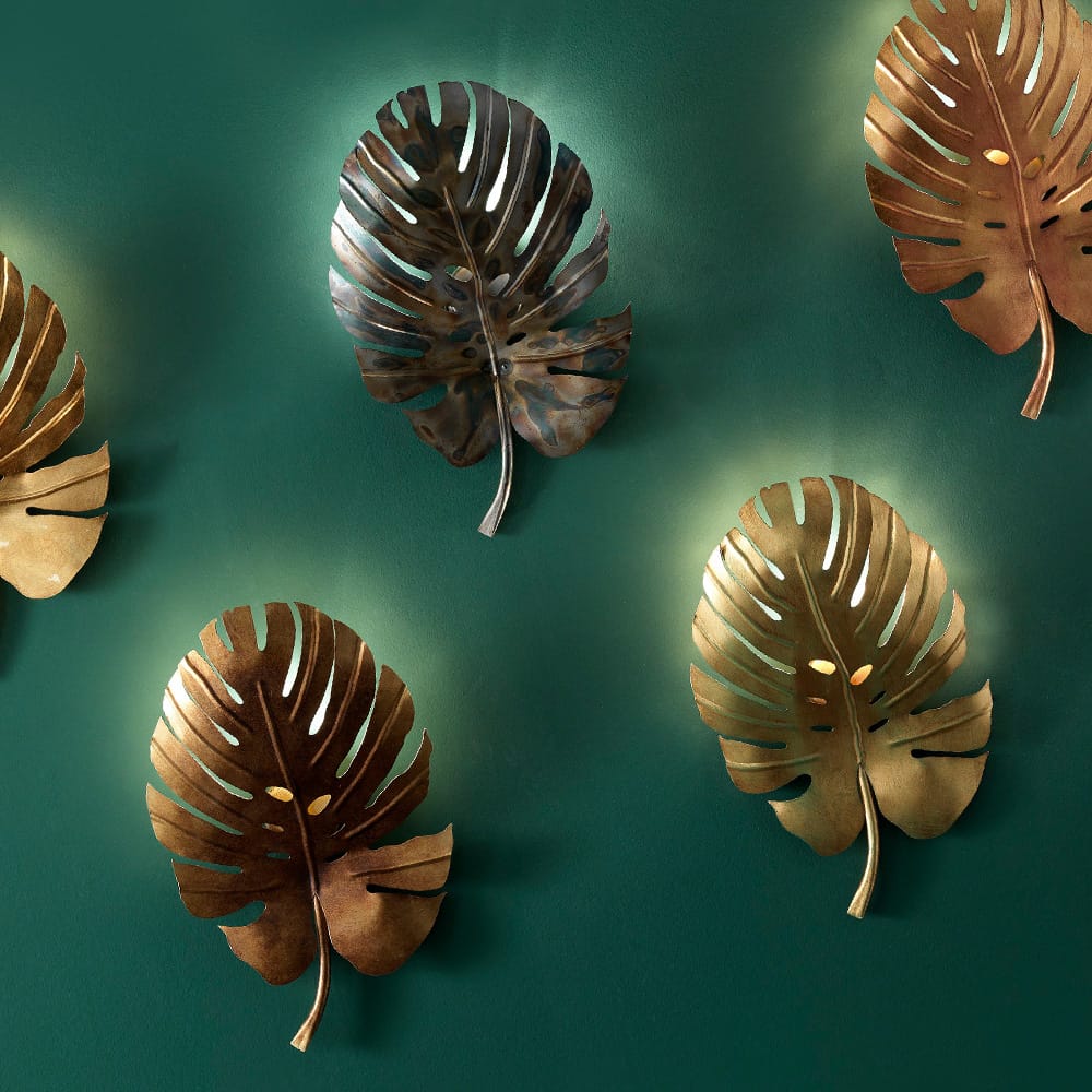 Exclusive Designer Italian Tropical Leaf Wall Sconce