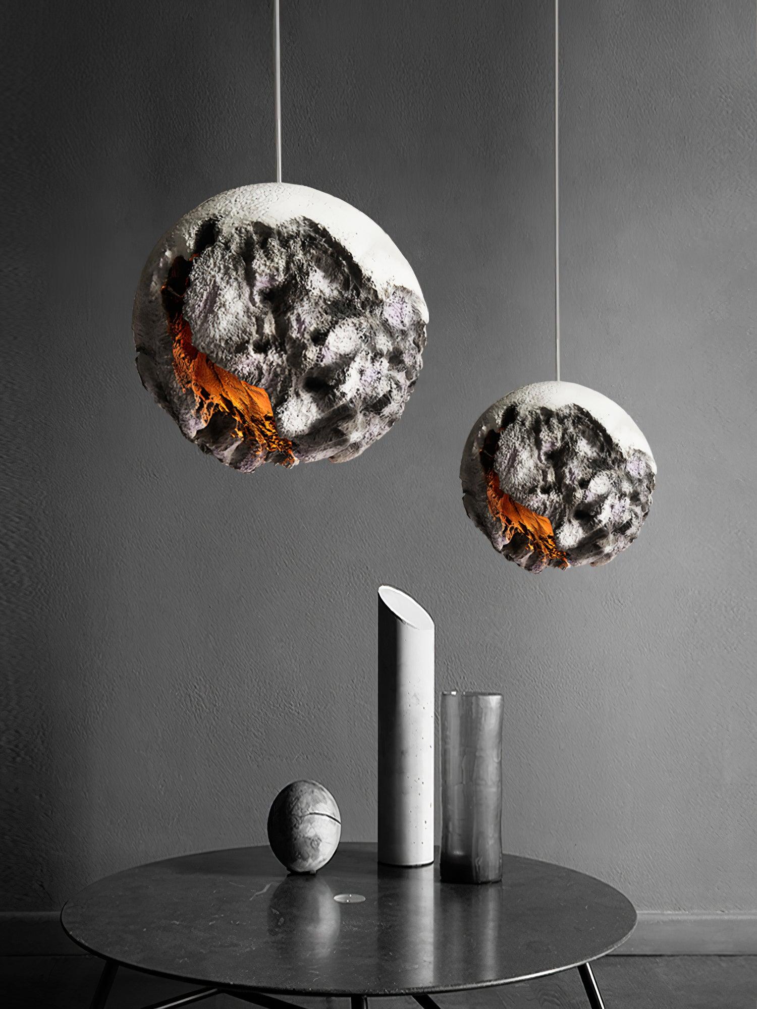 Close-up angle of Irregular Planet Pendant Lamp Chandelier showing form and material detail