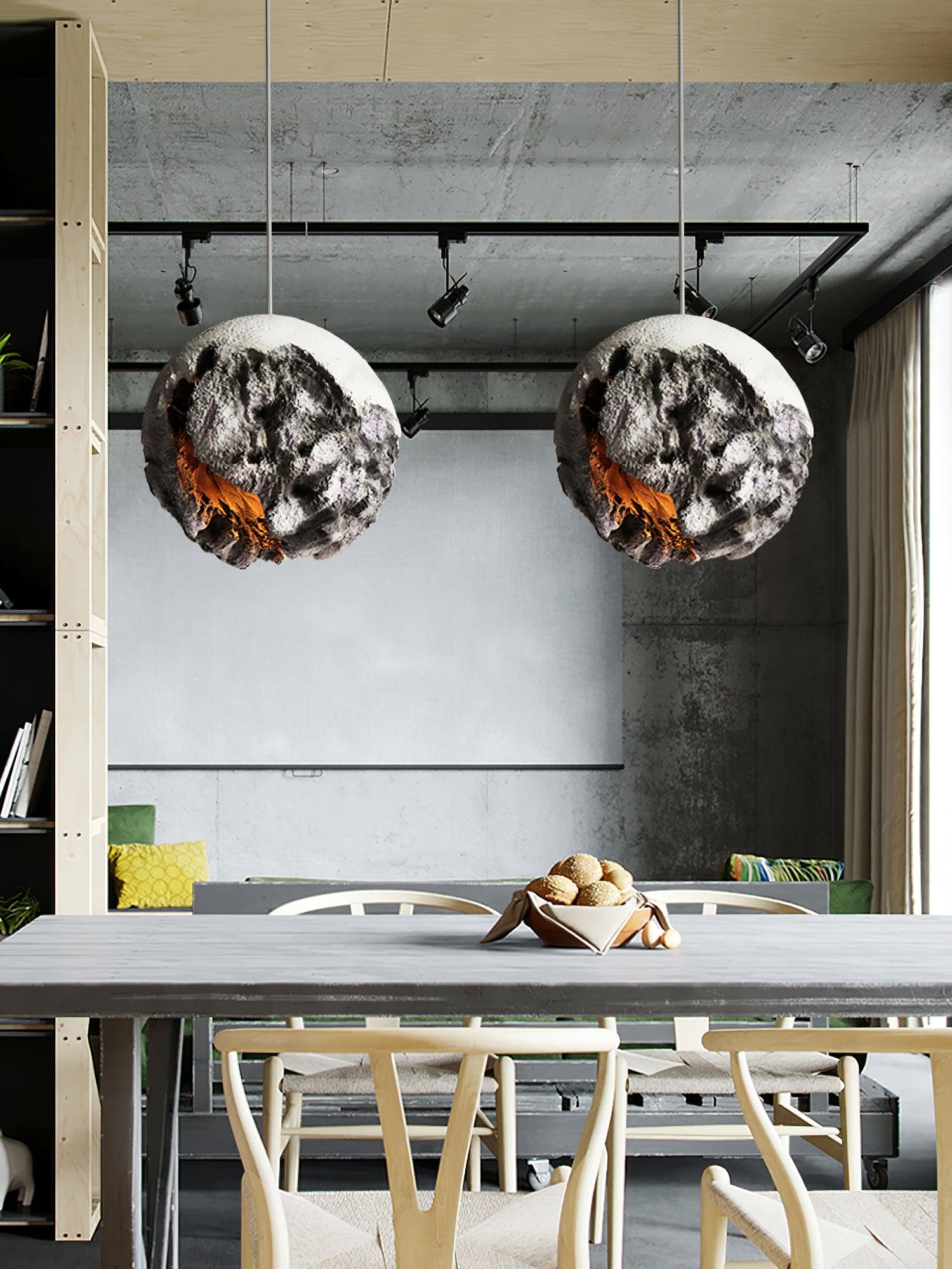 Close-up angle of Irregular Planet Pendant Lamp Chandelier showing form and material detail