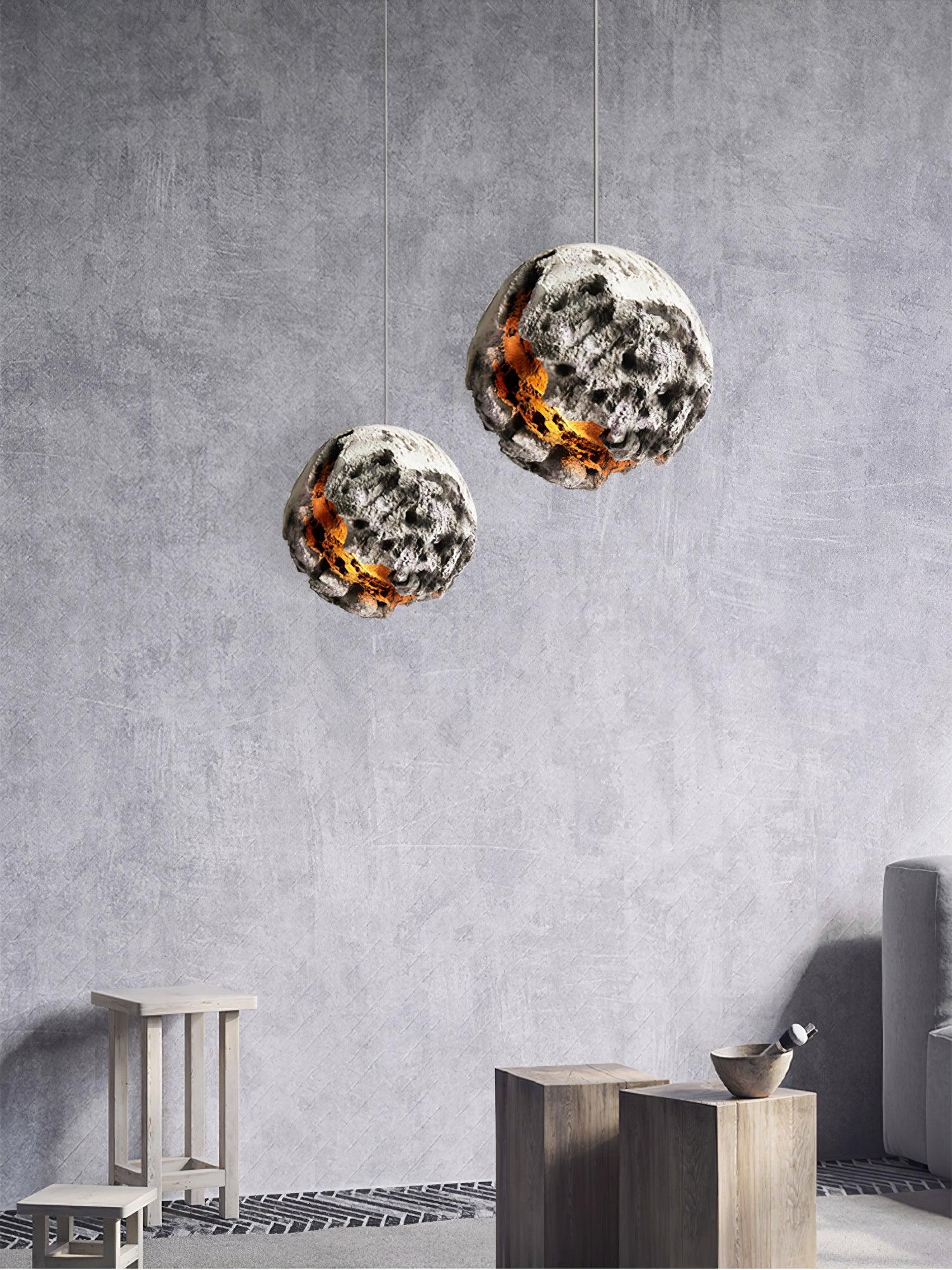 Close-up angle of Irregular Planet Pendant Lamp Chandelier showing form and material detail