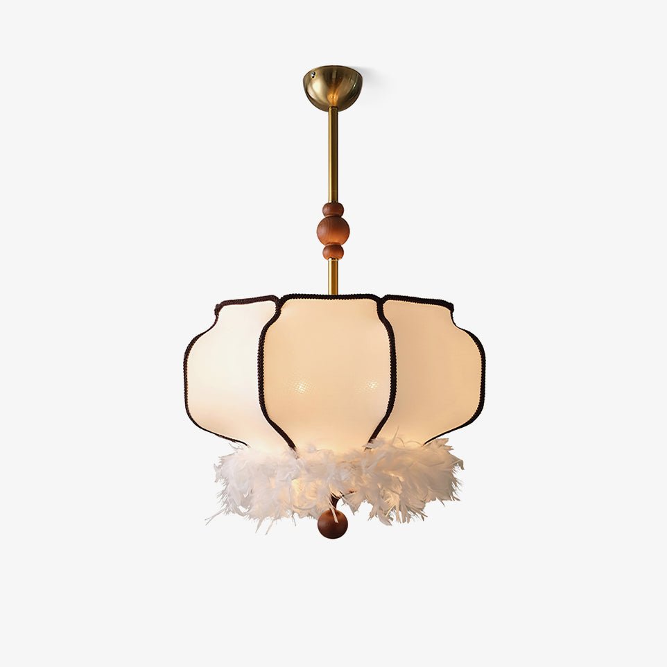 Feathered Lantern Chandelier
