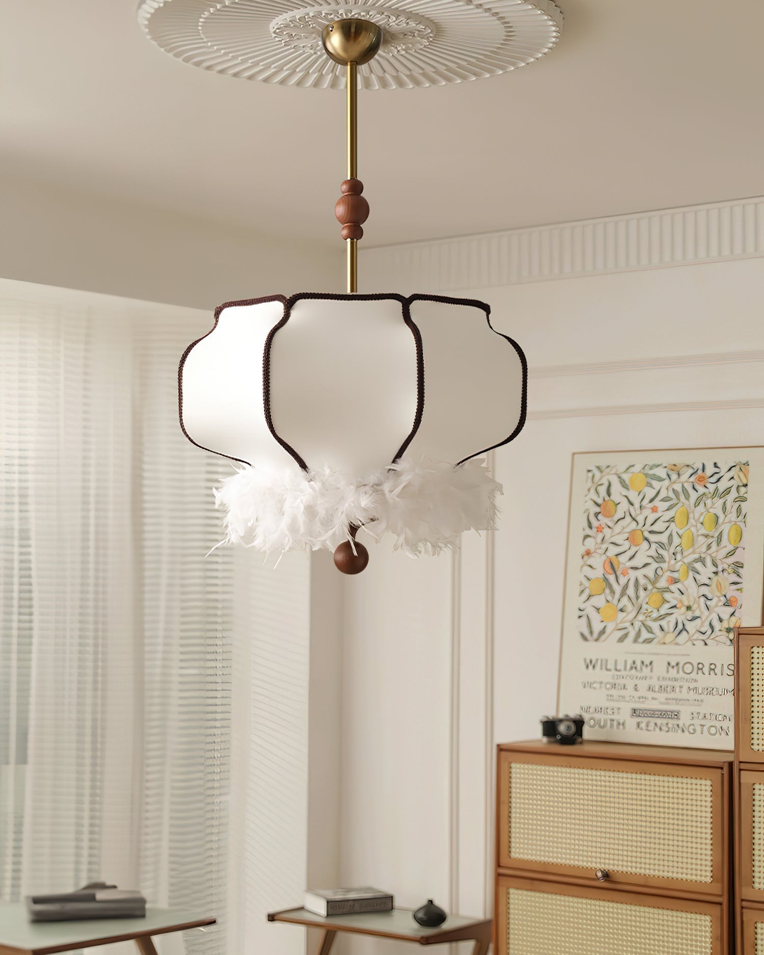 Feathered Lantern Chandelier