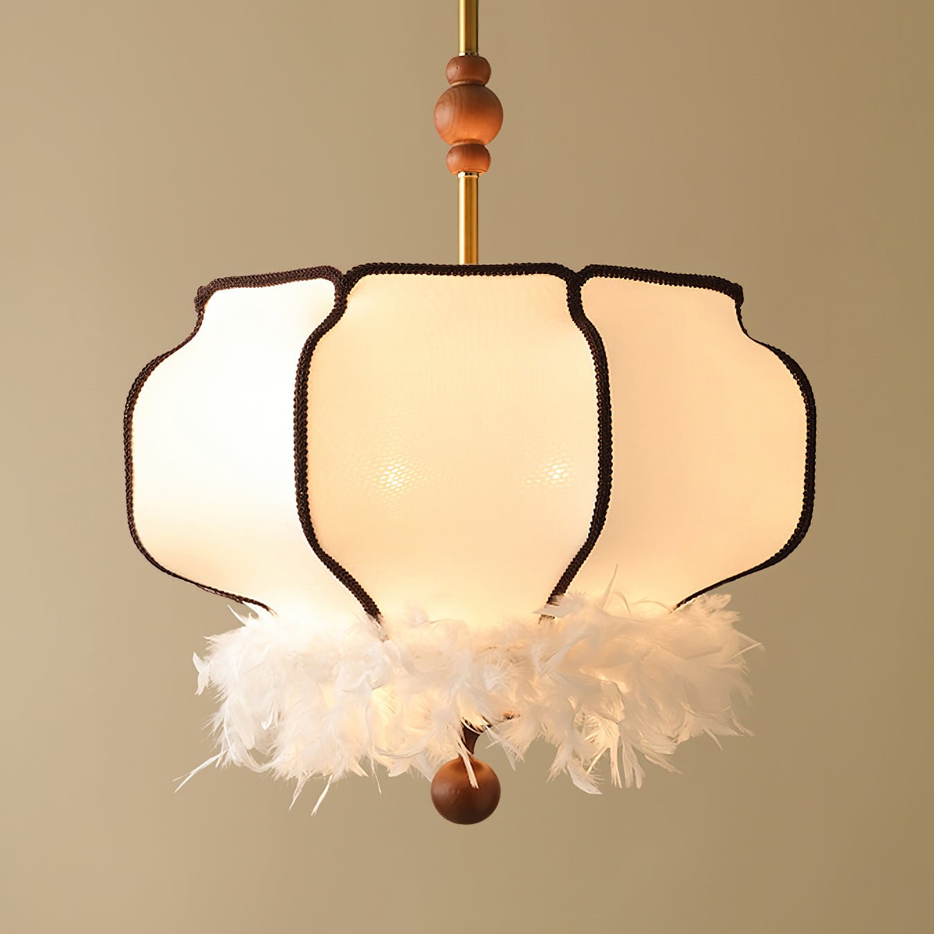 Feathered Lantern Chandelier