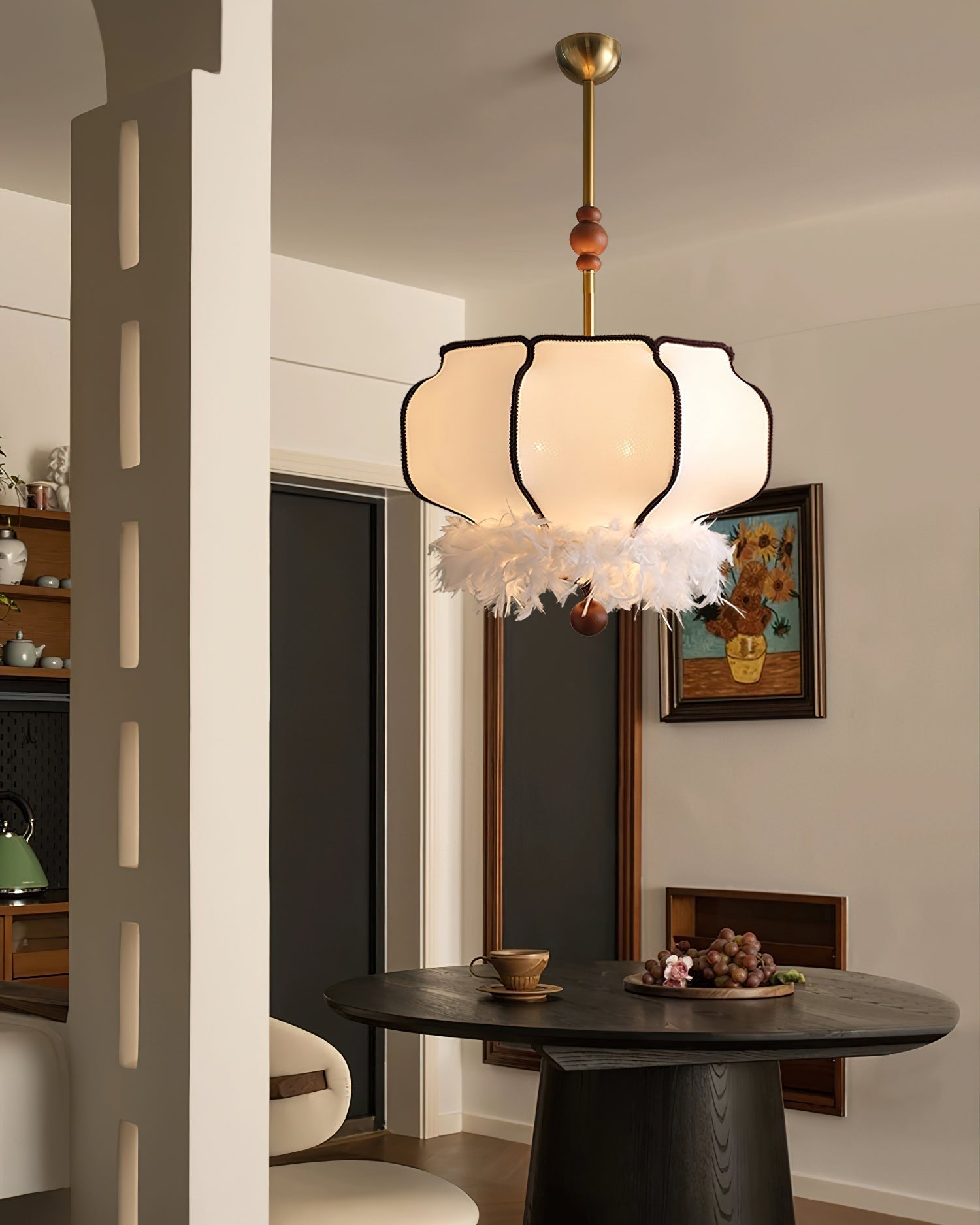 Feathered Lantern Chandelier