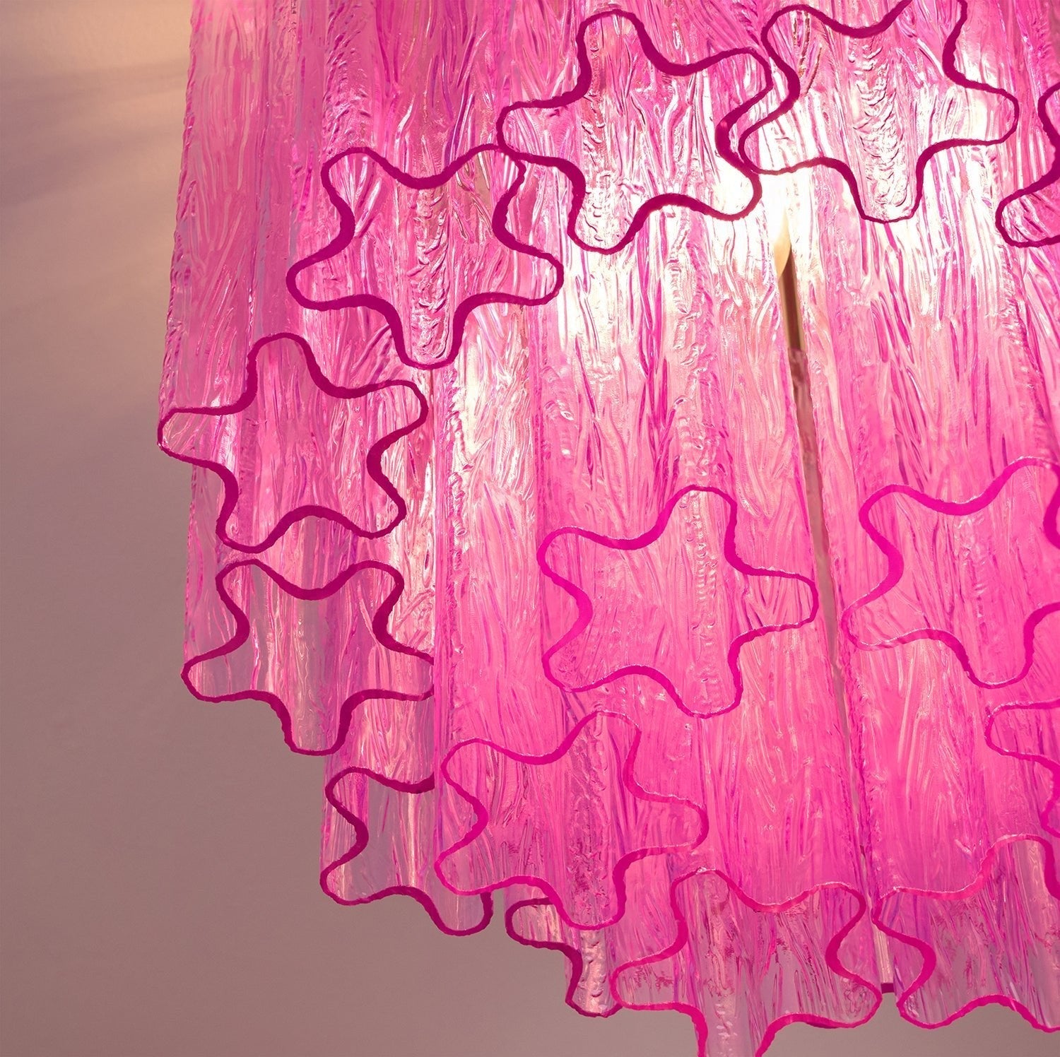 Fiora Rose Red Glass Overhead Fixture Lamp Chandelier detail view 4