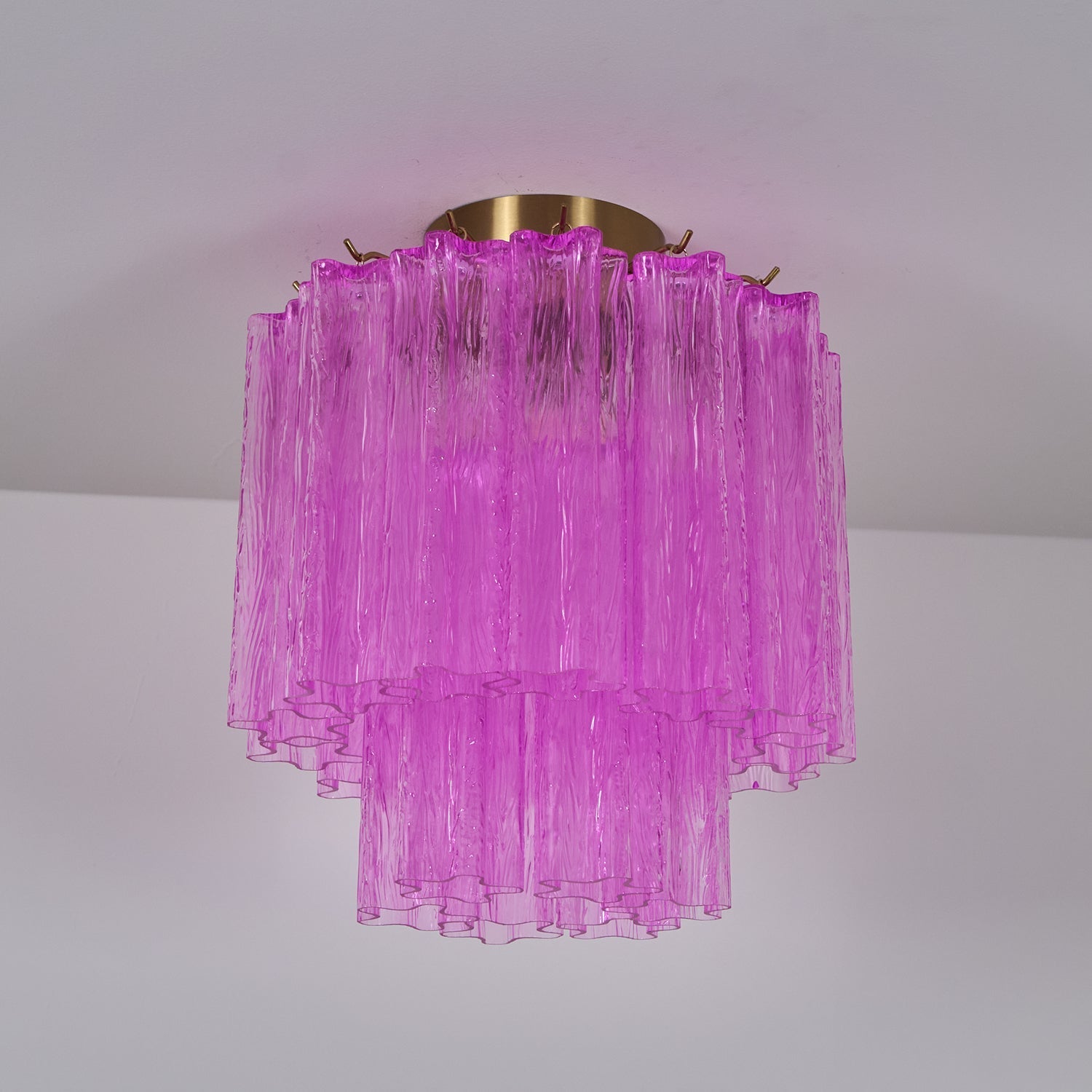 Fiora Rose Red Glass Overhead Fixture Lamp Chandelier detail view 15