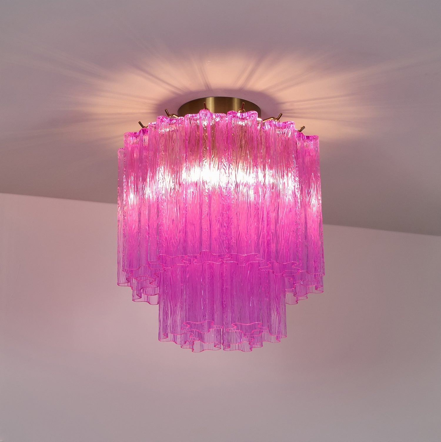 Fiora Rose Red Glass Overhead Fixture Lamp Chandelier detail view 14
