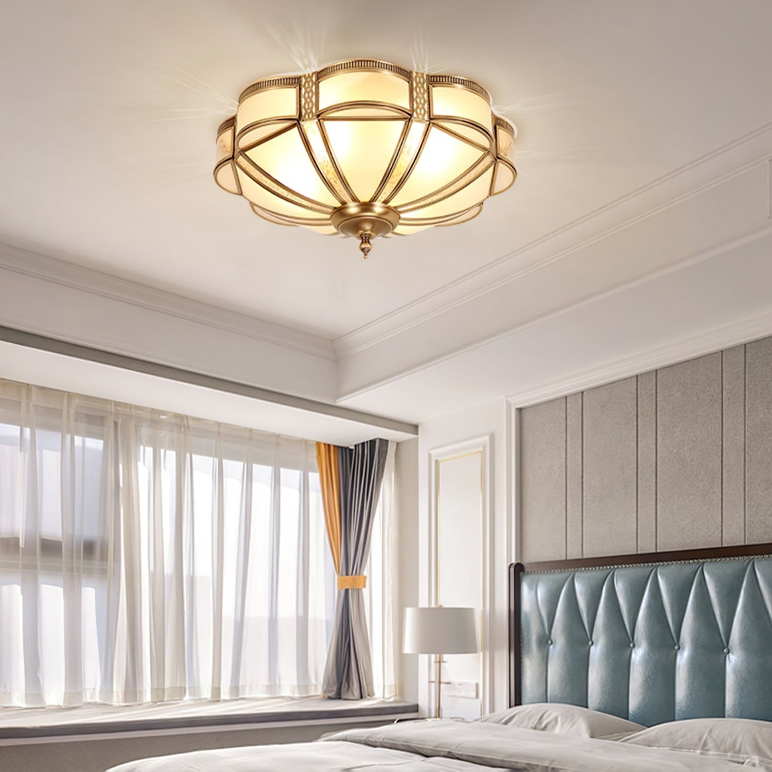 Floral Brass Ceiling Floor Lamp