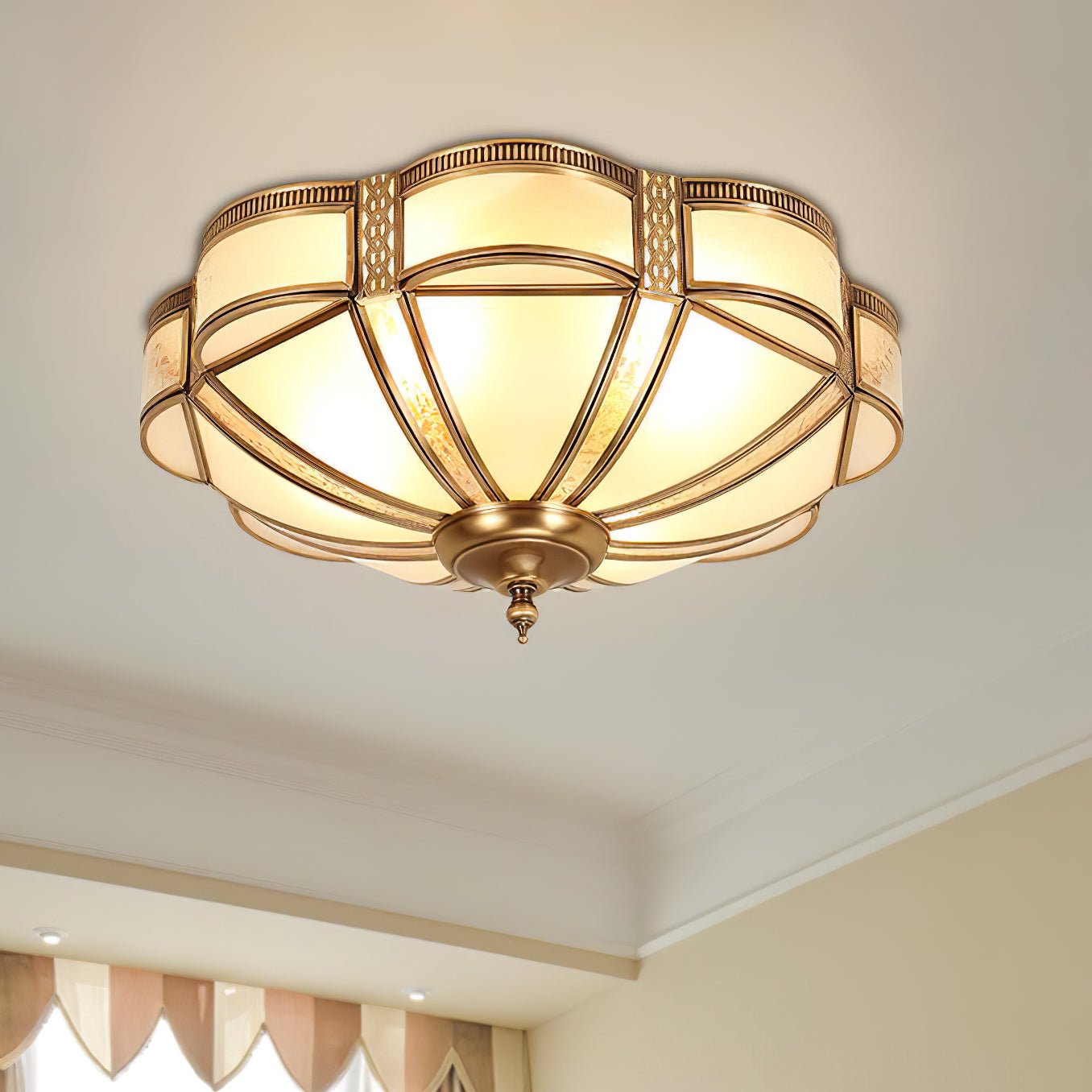 Floral Brass Ceiling Floor Lamp