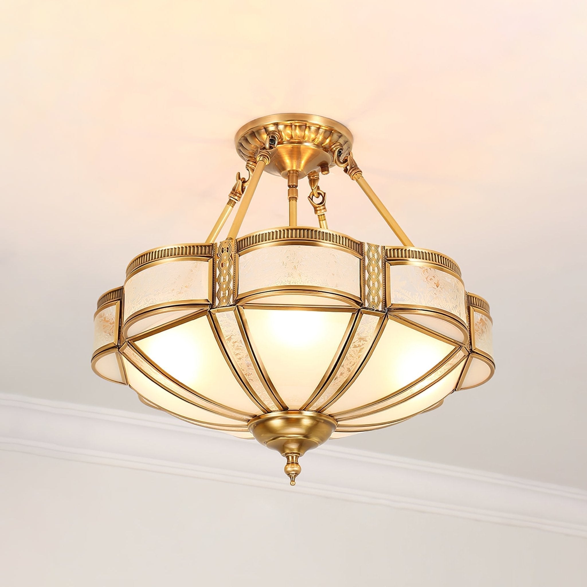 Floral Brass Ceiling Floor Lamp