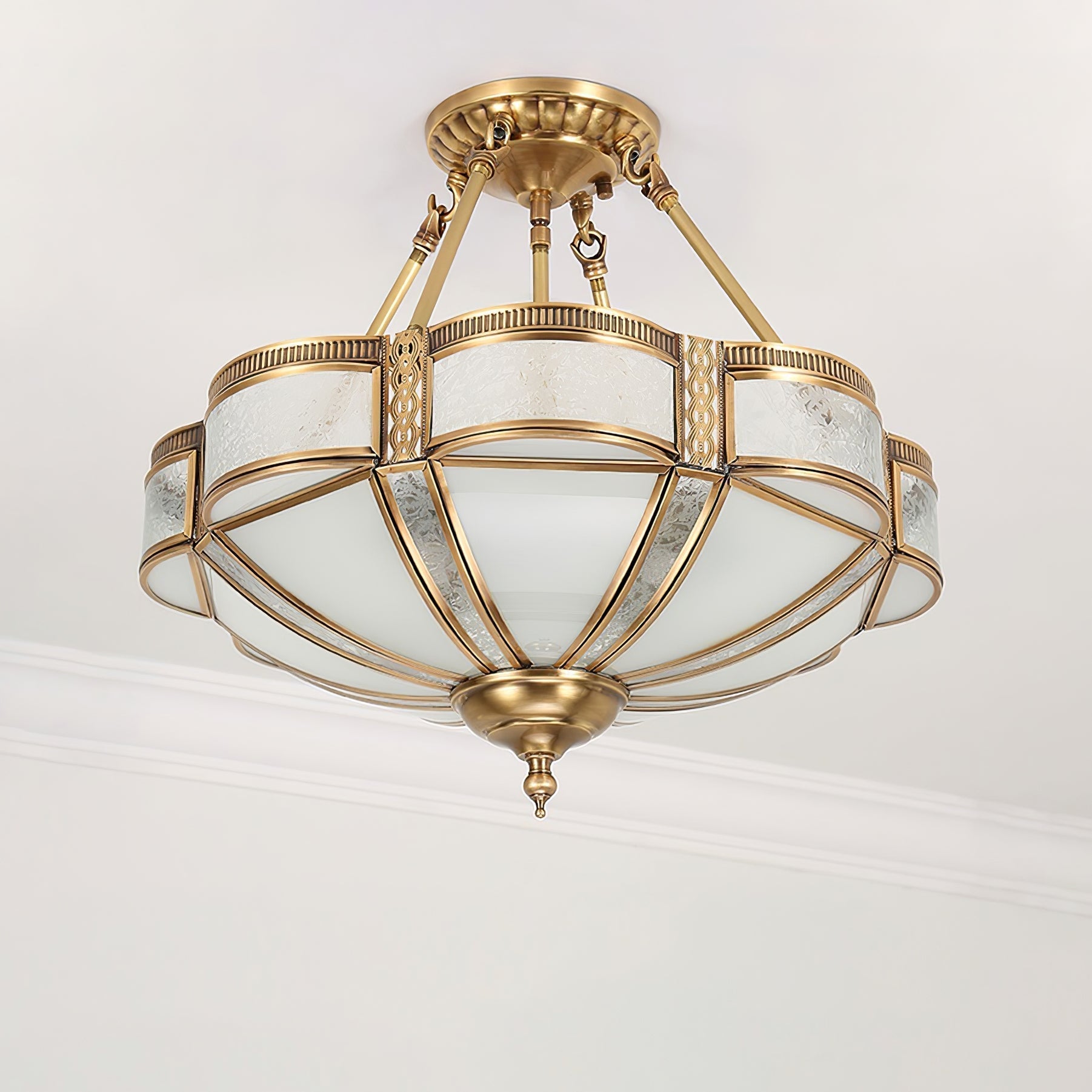Floral Brass Ceiling Floor Lamp