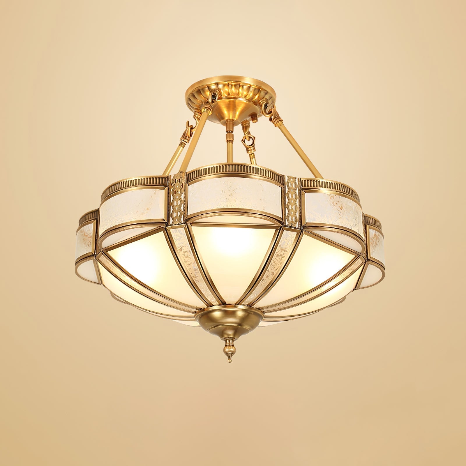 Floral Brass Ceiling Floor Lamp