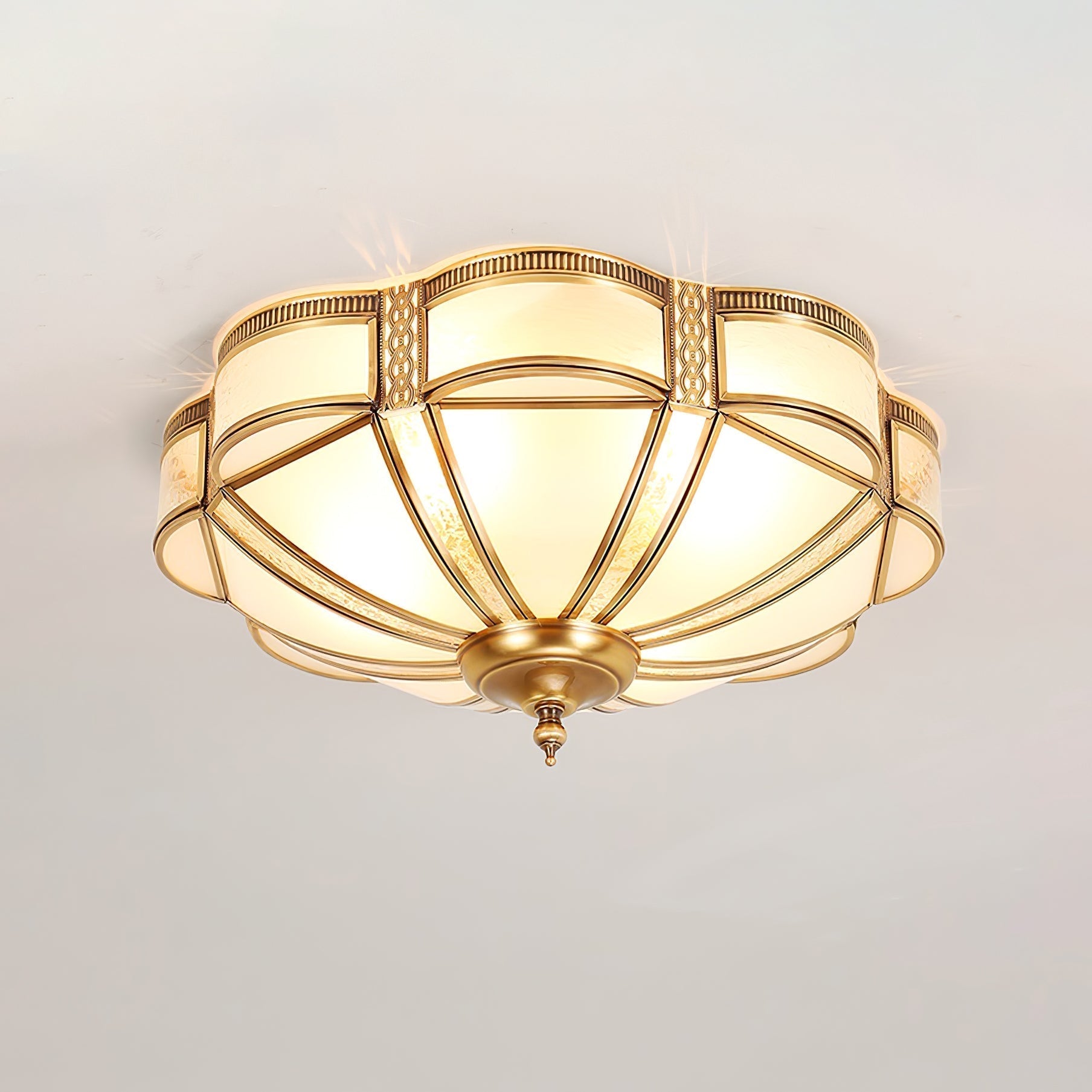 Floral Brass Ceiling Floor Lamp