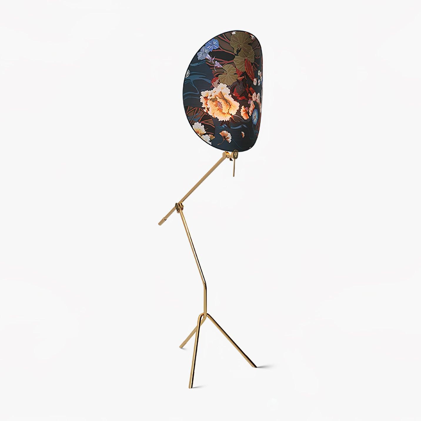 Floral Nocturne Floor Lamp floor lamp in brass, metal, iron, fabric | Tianguang Select