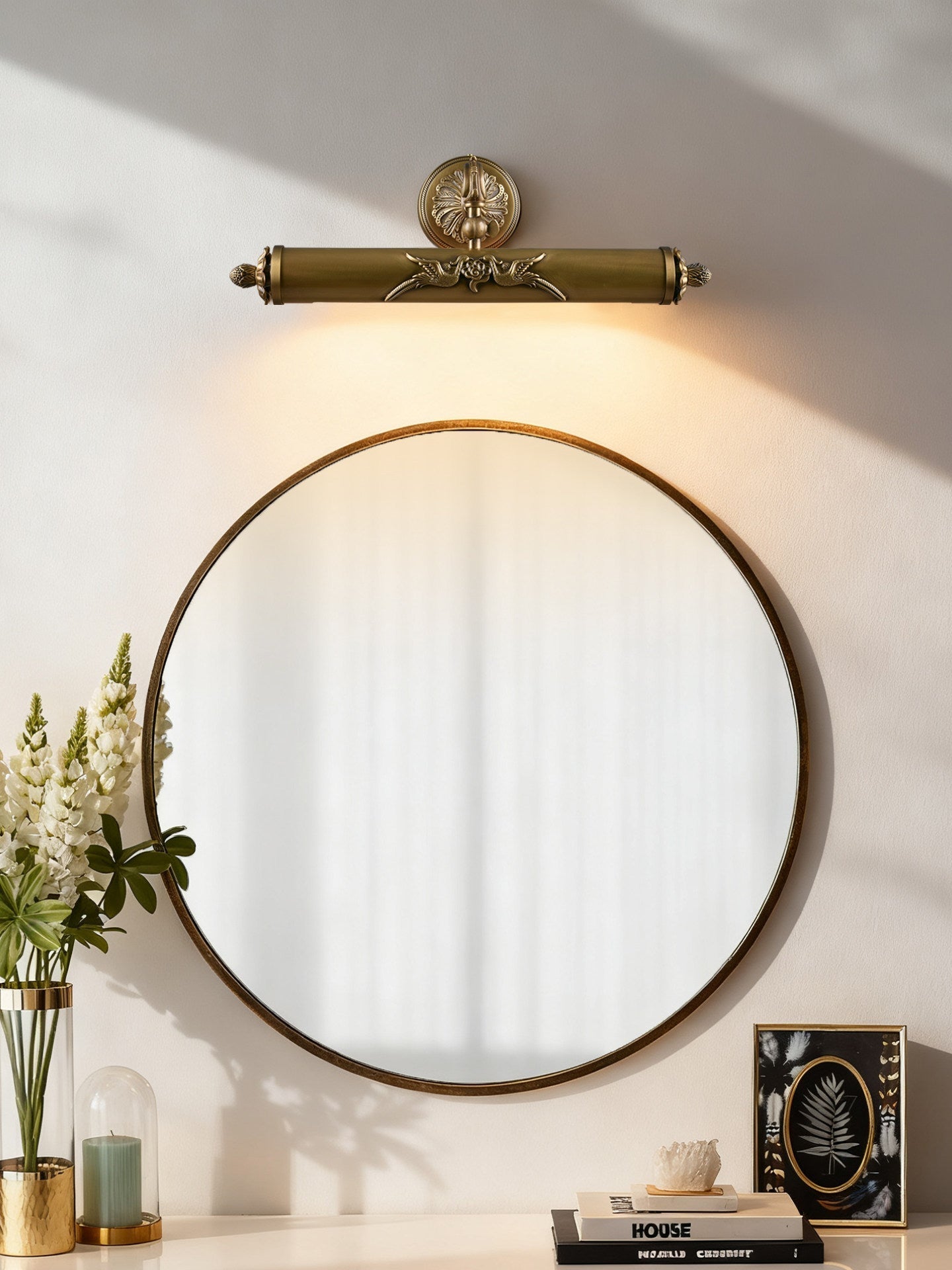 Florence Brass Wall Light, Hardwired Wall Sconce, detail 10