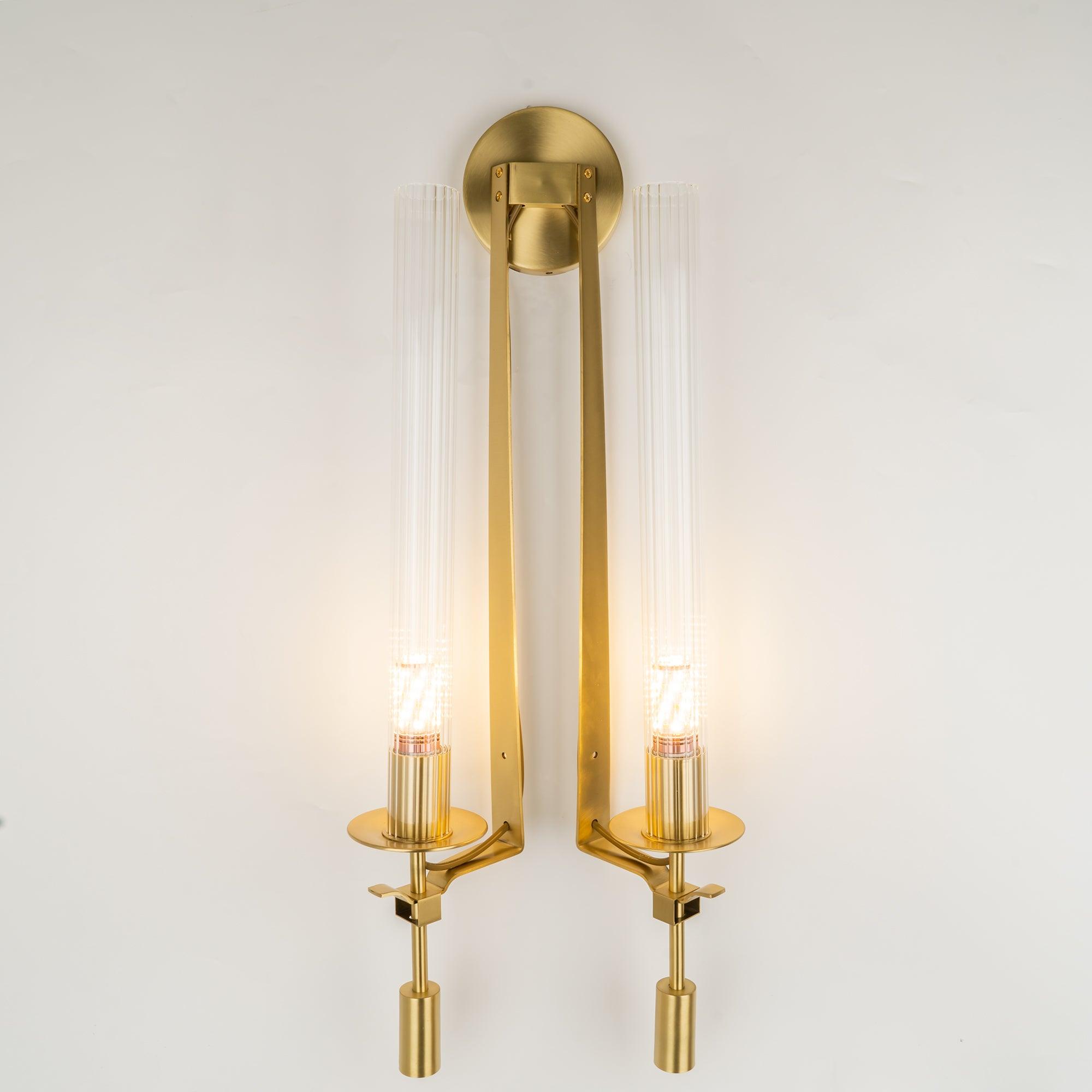 French Classicism Wall Light - Dia 22cm x H 71cm Set of 2 Brass, Hardwired Wall Sconce, detail 2
