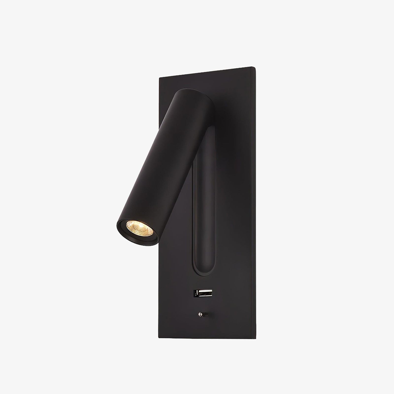 Black Bedside USB Wall Light - ∅ 3″ x H 7.2″ Aluminum alloy, Bedroom Wall Sconce, detail 20