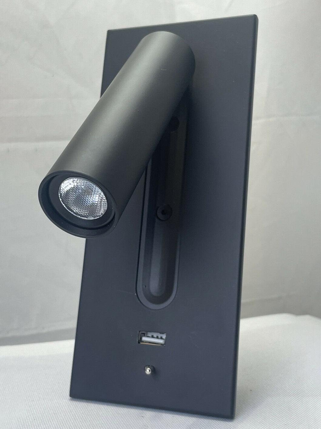 Black Bedside USB Wall Light - Dia 7.8cm x H 18.3cm Aluminum alloy, Bedroom Wall Sconce, detail 19