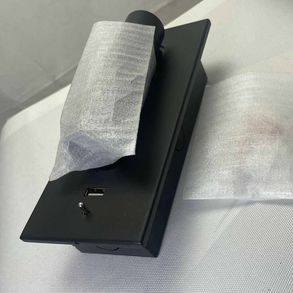 Black Bedside USB Wall Light - ∅ 3″ x H 7.2″ Aluminum alloy, Bedroom Wall Sconce, detail 5