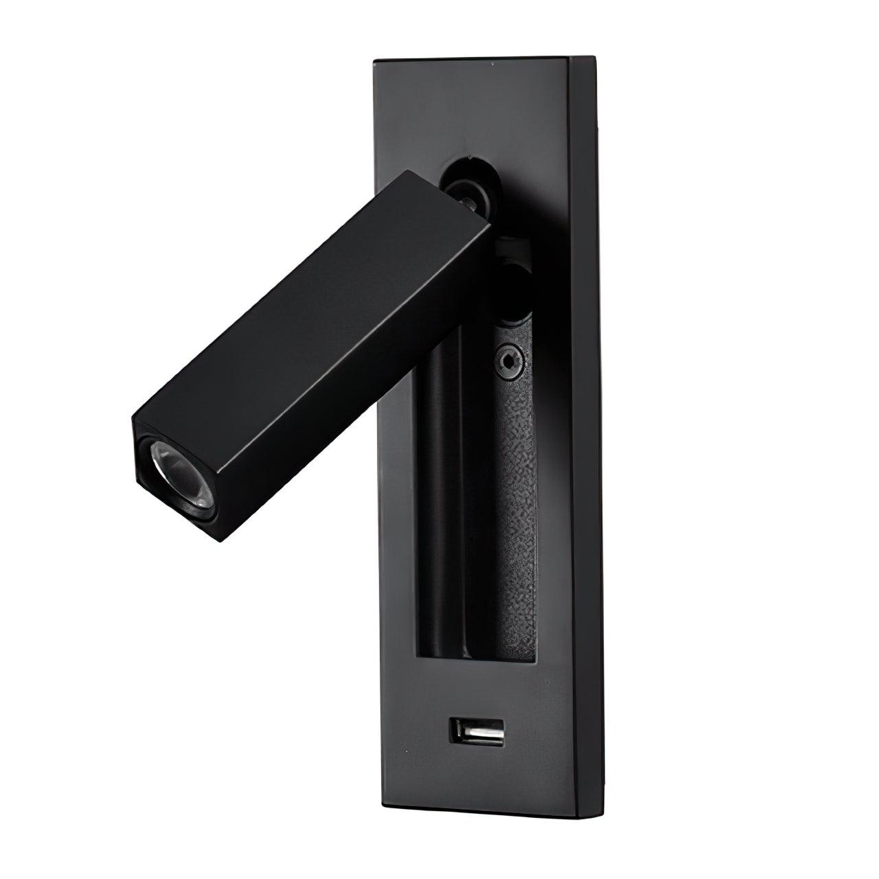 Black Bedside USB Wall Light - ∅ 3″ x H 7.2″ Aluminum alloy, Bedroom Wall Sconce, detail 17