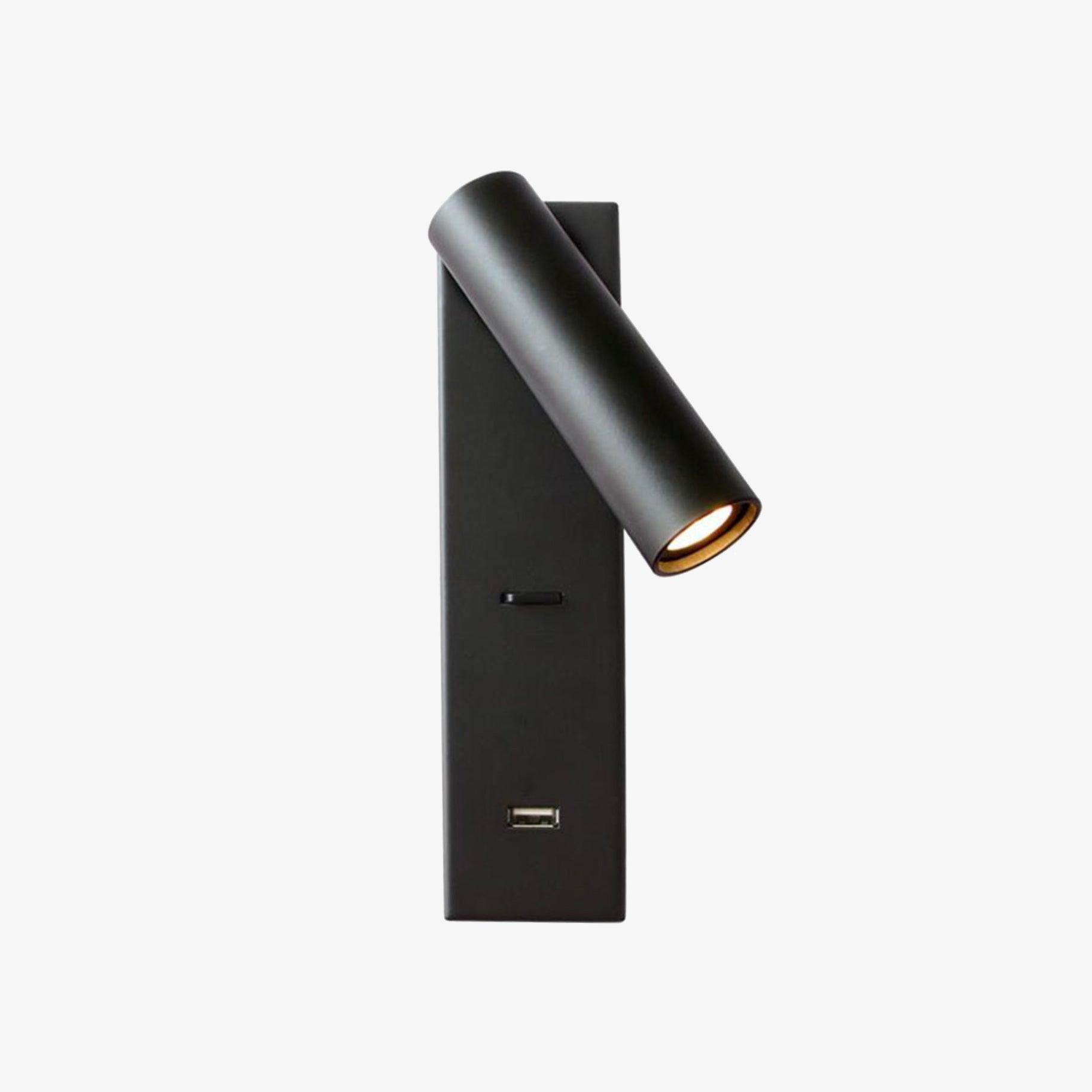 Black Bedside USB Wall Light - Dia 7.8cm x H 18.3cm Aluminum alloy, Bedroom Wall Sconce, detail 15