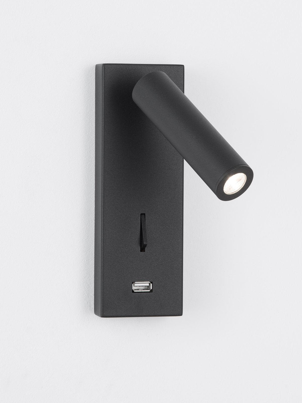 Black Bedside USB Wall Light - ∅ 3″ x H 7.2″ Aluminum alloy, Bedroom Wall Sconce, detail 7