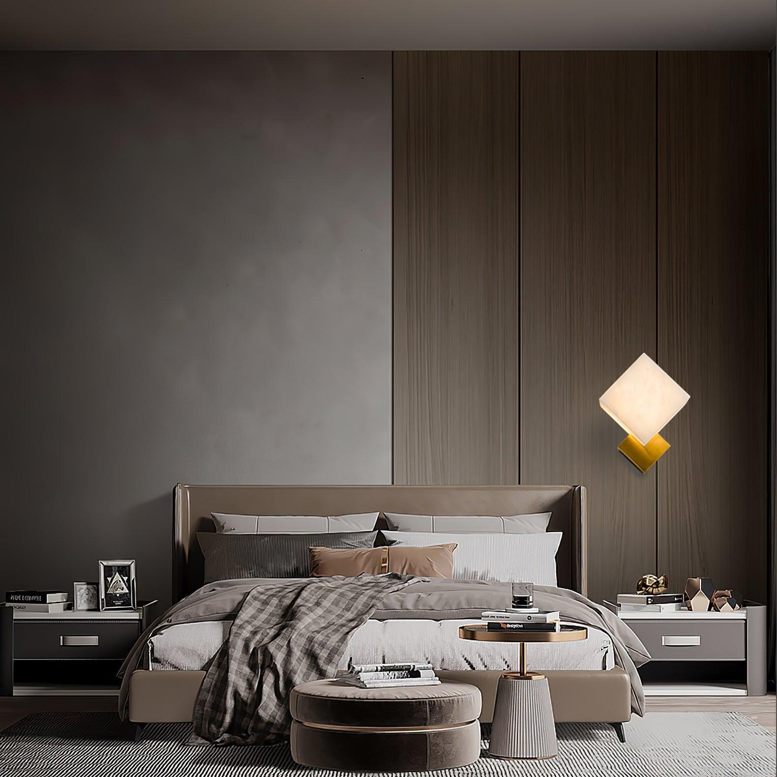 Block Alabaster Wall Light, Bedroom Wall Sconce, detail 12