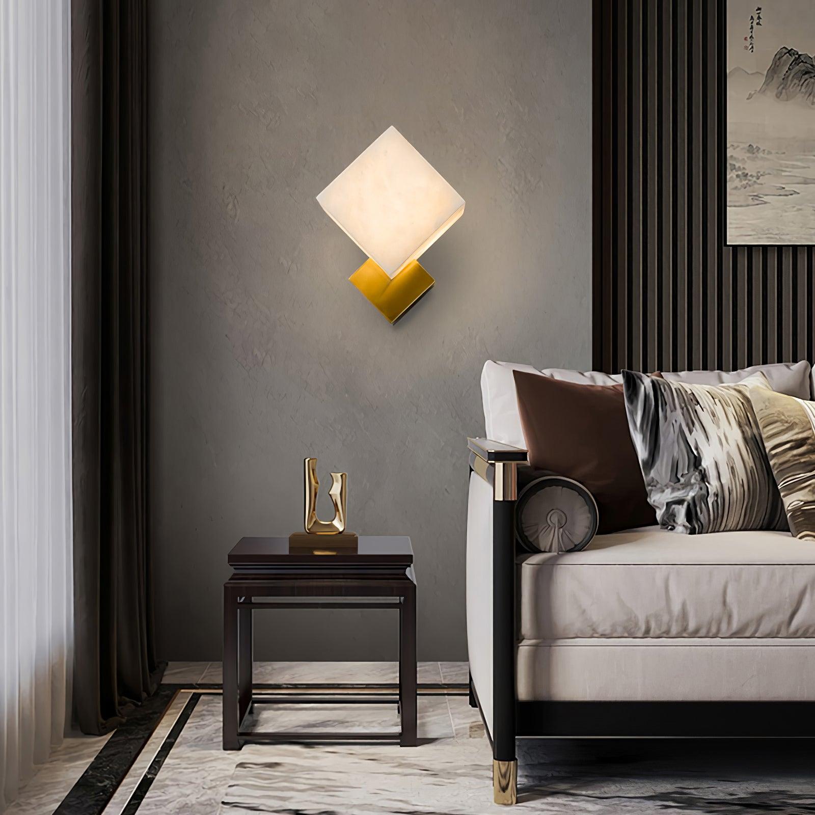 Block Alabaster Wall Light, Bedroom Wall Sconce, detail 14