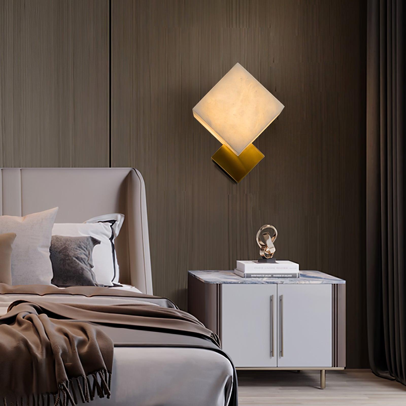 Block Alabaster Wall Light, Bedroom Wall Sconce, detail 15