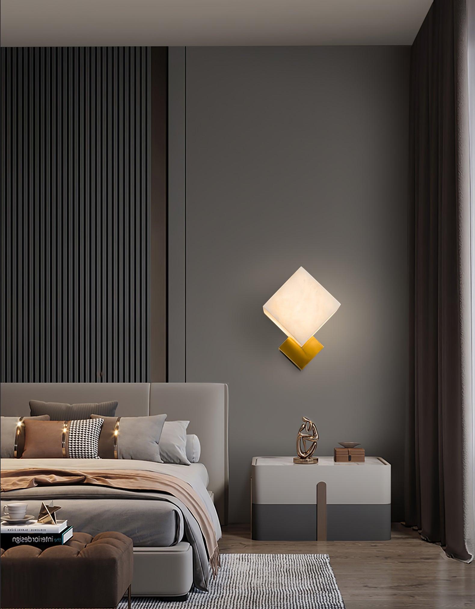 Block Alabaster Wall Light, Bedroom Wall Sconce, detail 5