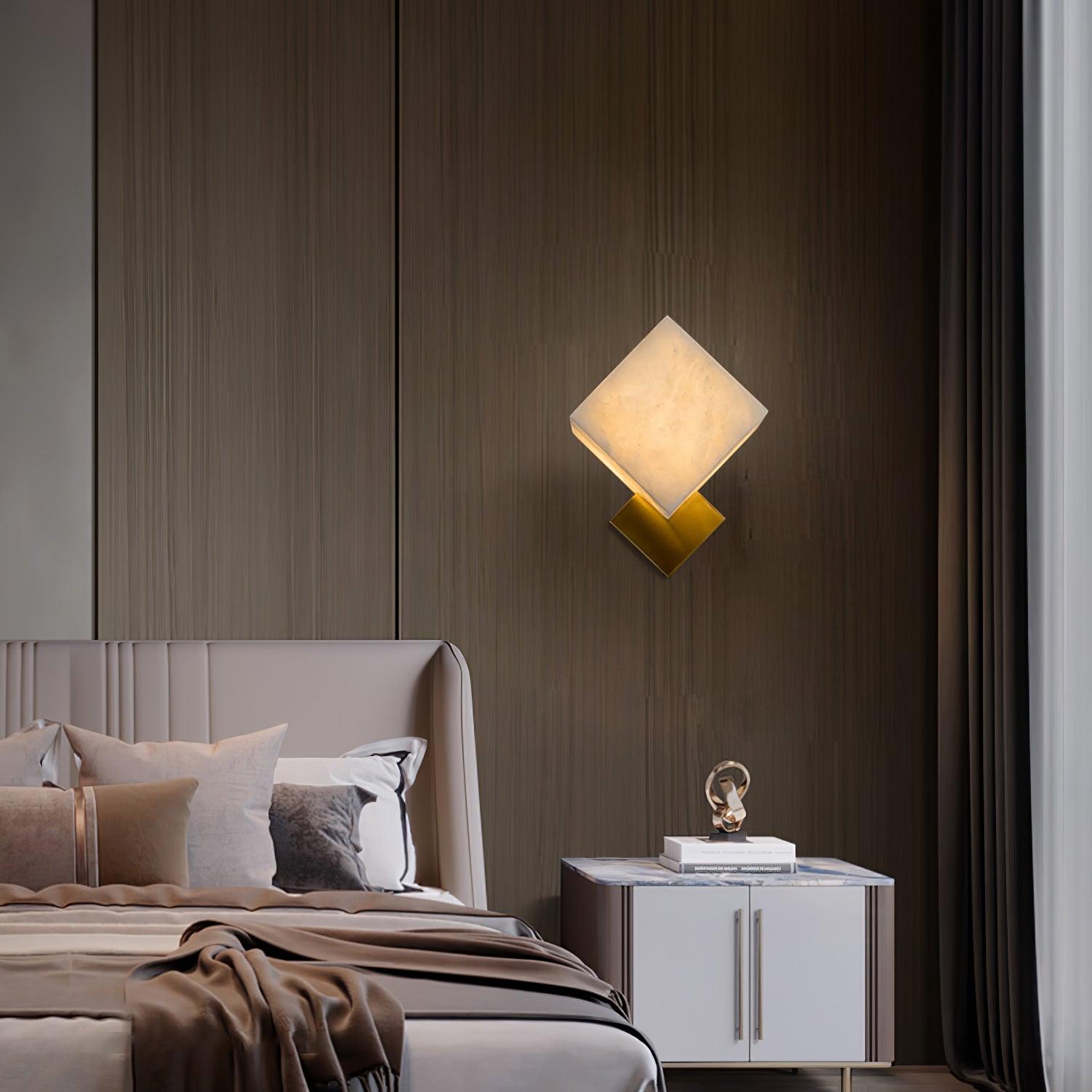 Block Alabaster Wall Light, Bedroom Wall Sconce, detail 6