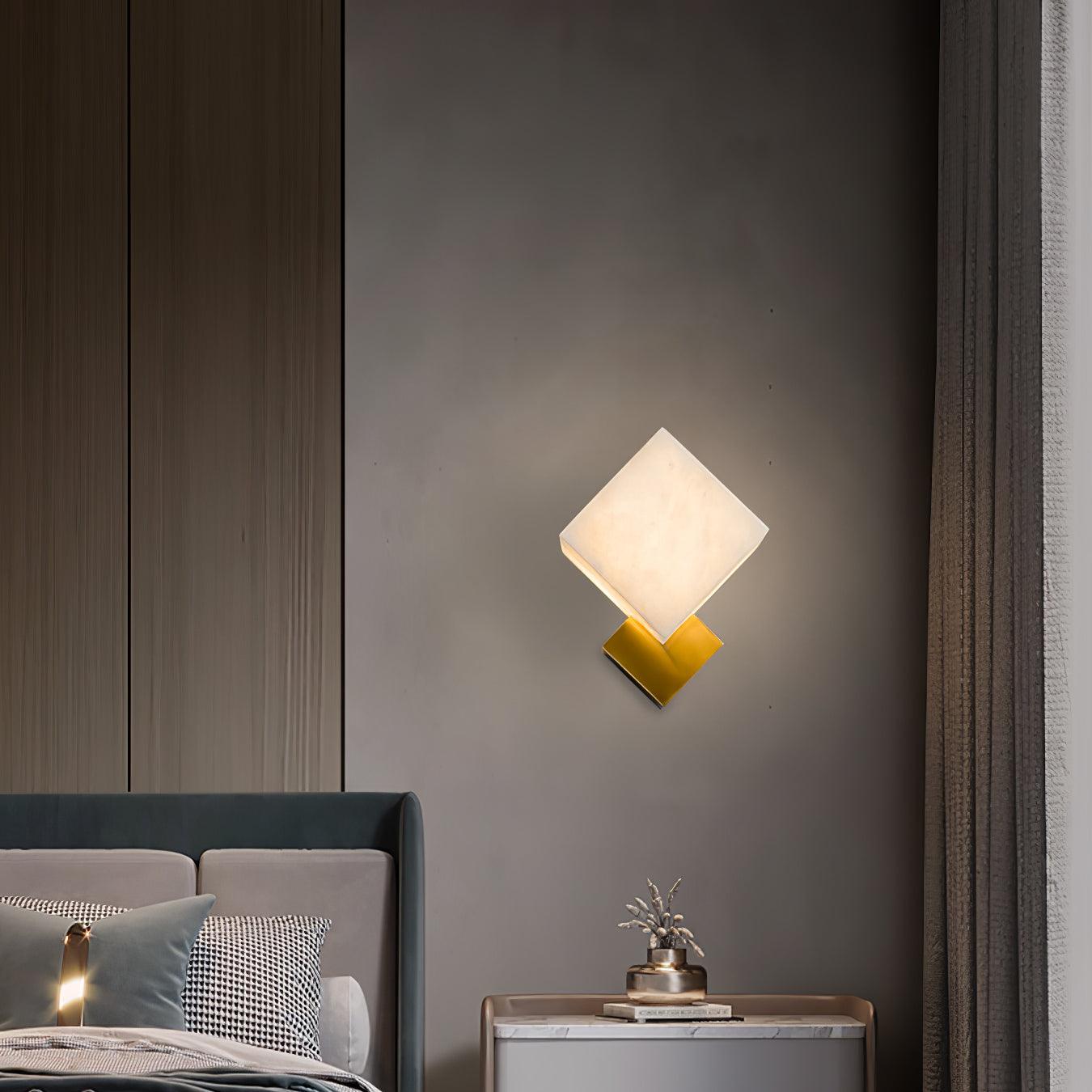 Block Alabaster Wall Light, Bedroom Wall Sconce, detail 9