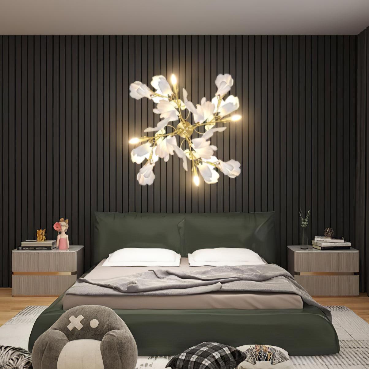 Gingko Flowers Wall Light - ∅ 11.8″ x H 23.6″ Metal, Hardwired Wall Sconce, detail 3