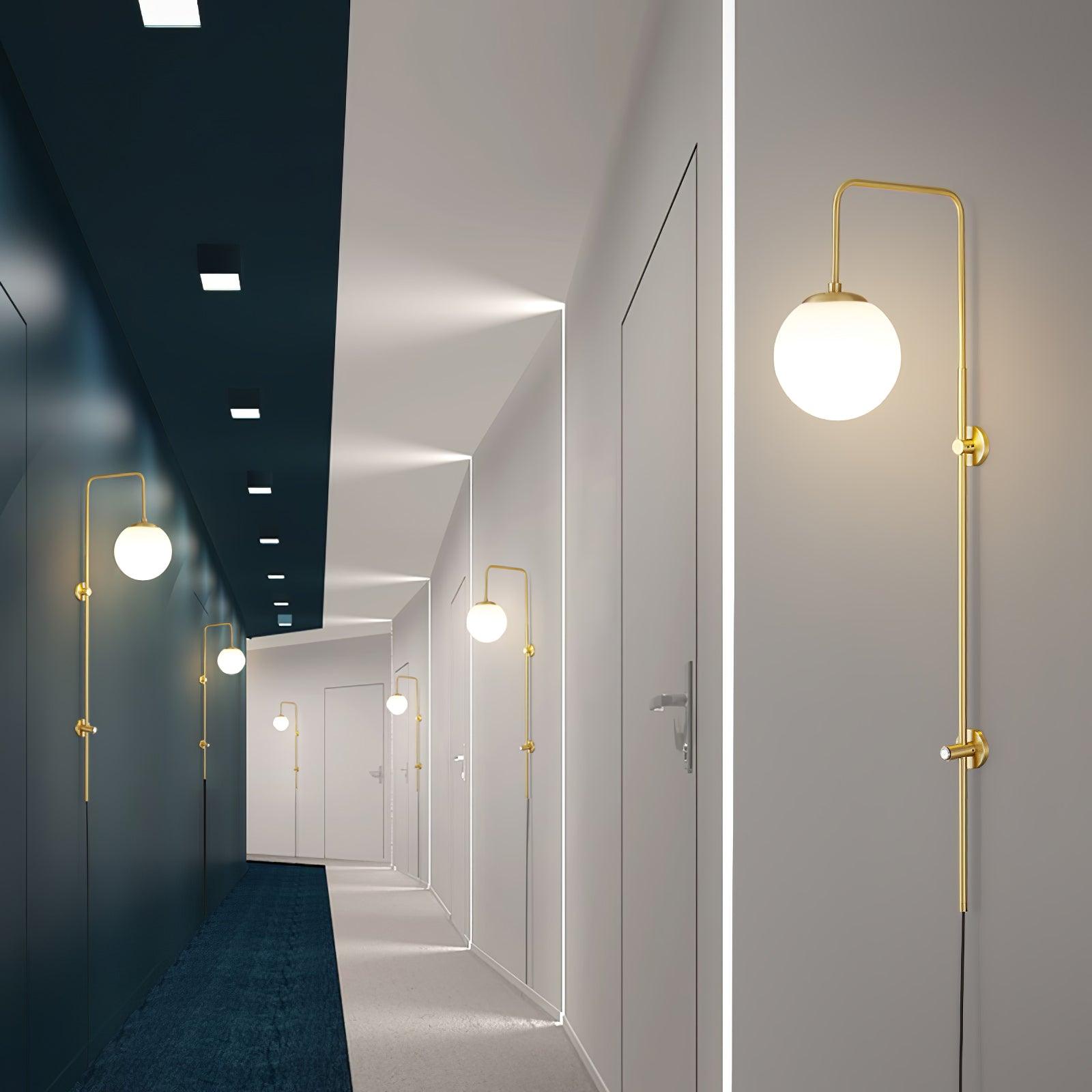 Globe Brass Plug-in Wall Light, Plug-In Wall Sconce, detail 5