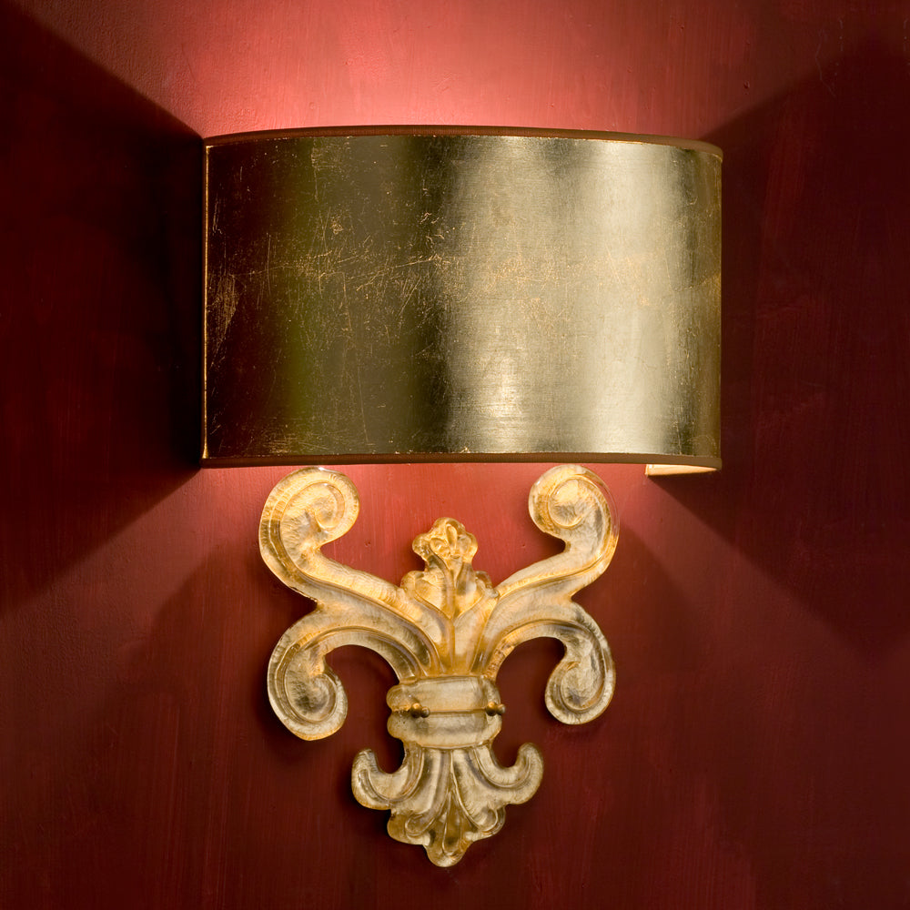 Gold Murano Glass Fleur De Lis Wall Sconce