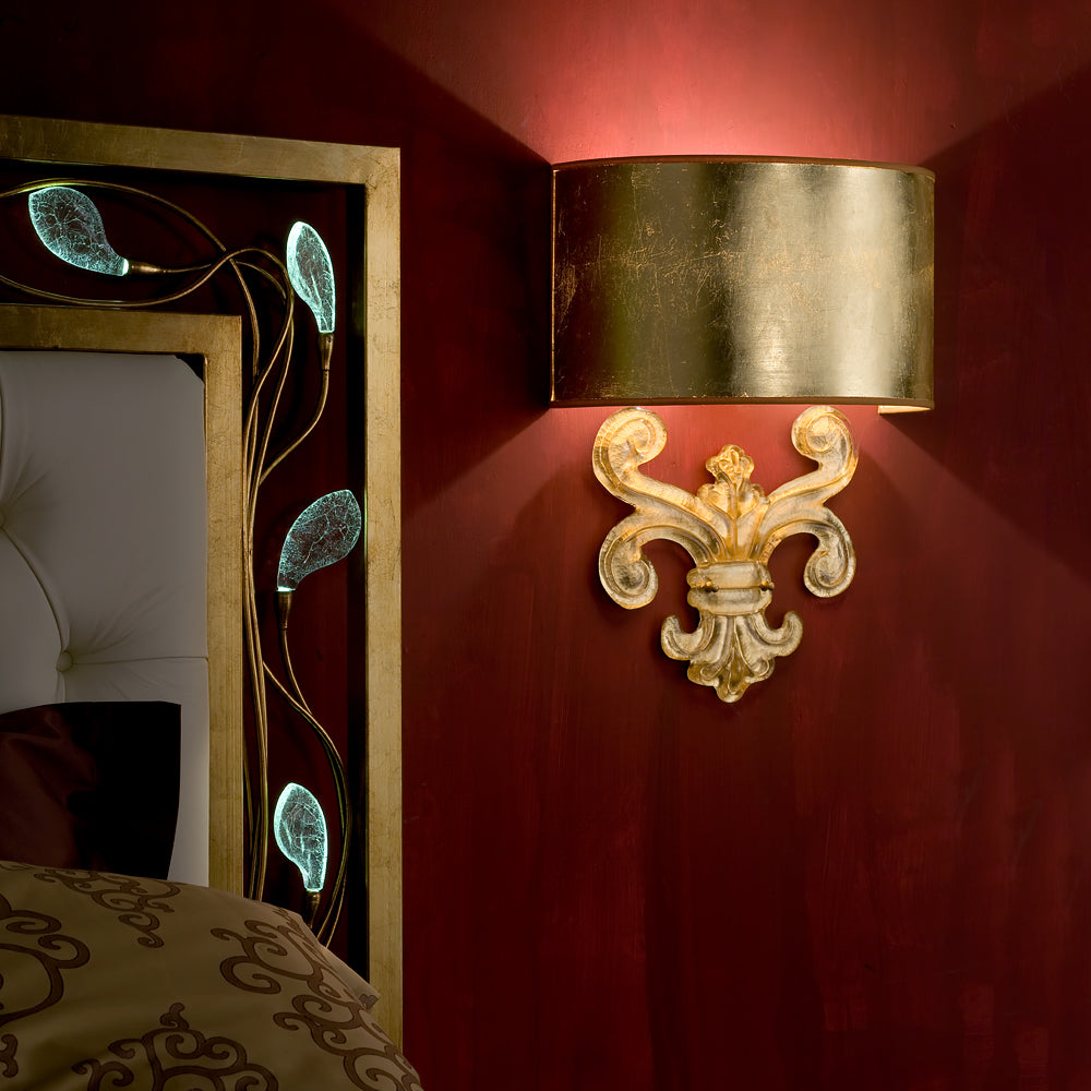 Gold Murano Glass Fleur De Lis Wall Sconce
