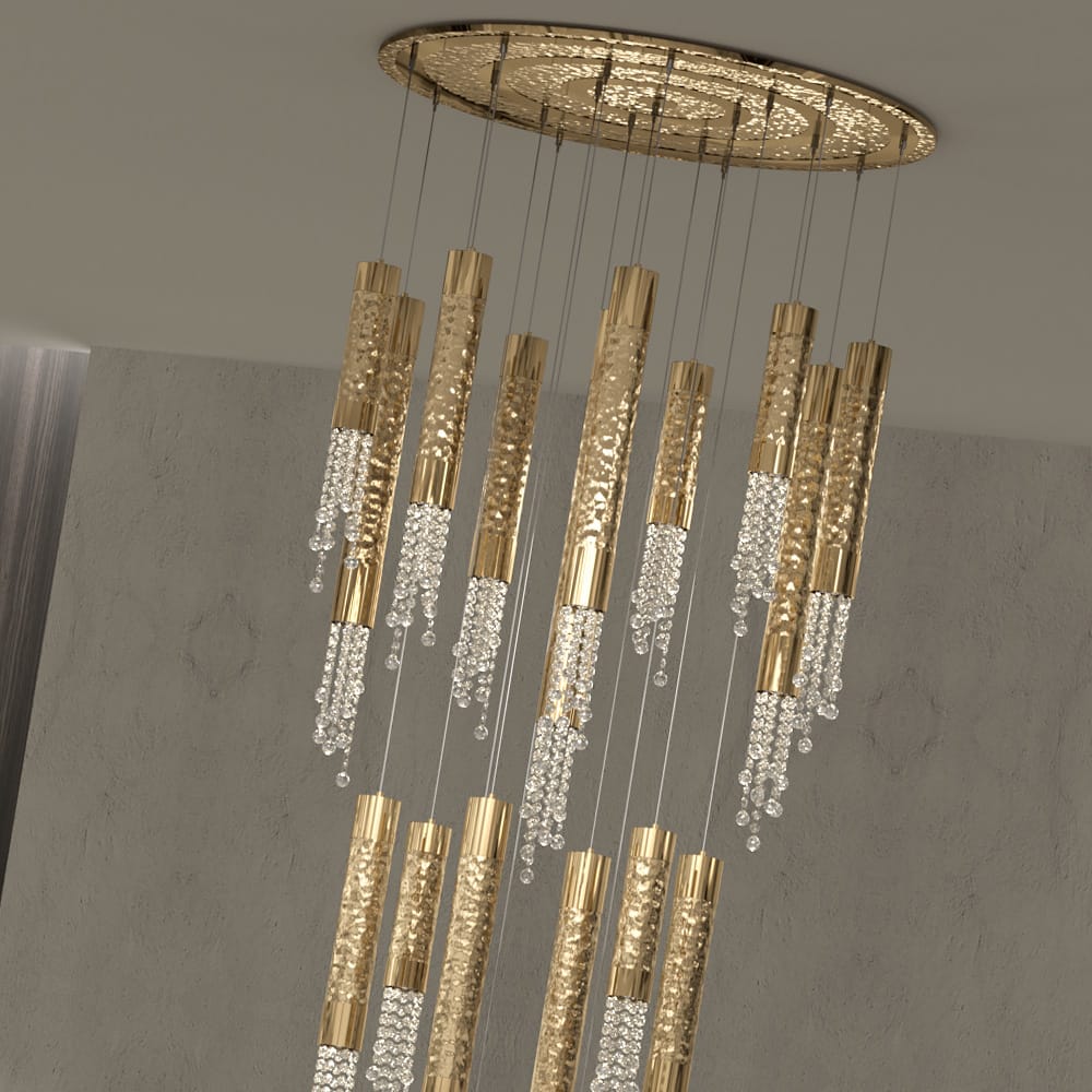 Gold Plated Contemporary Crystal Chandelier