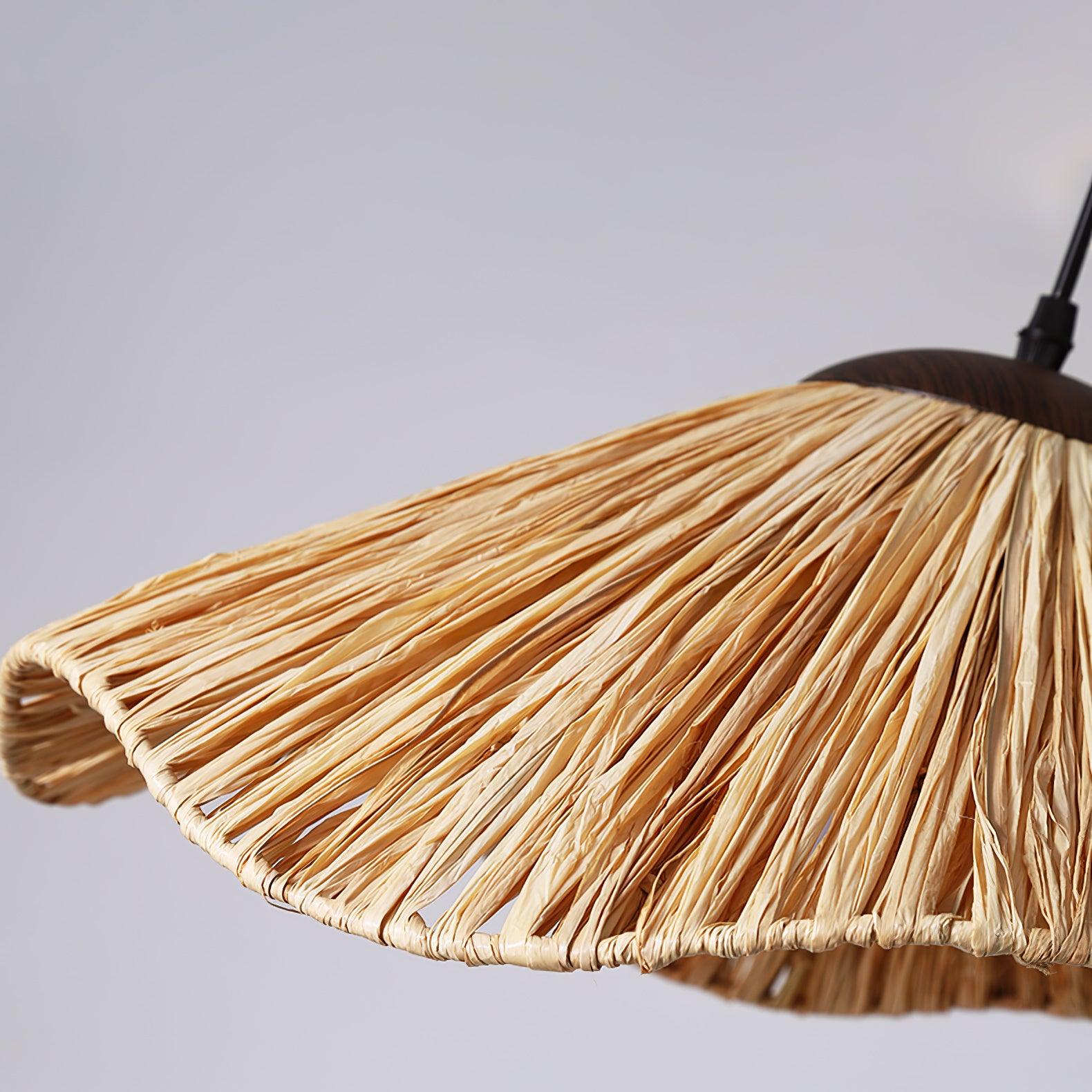 Close-up angle of Straw Weaving Hanging Light Pendant Lamp showing form and material detail