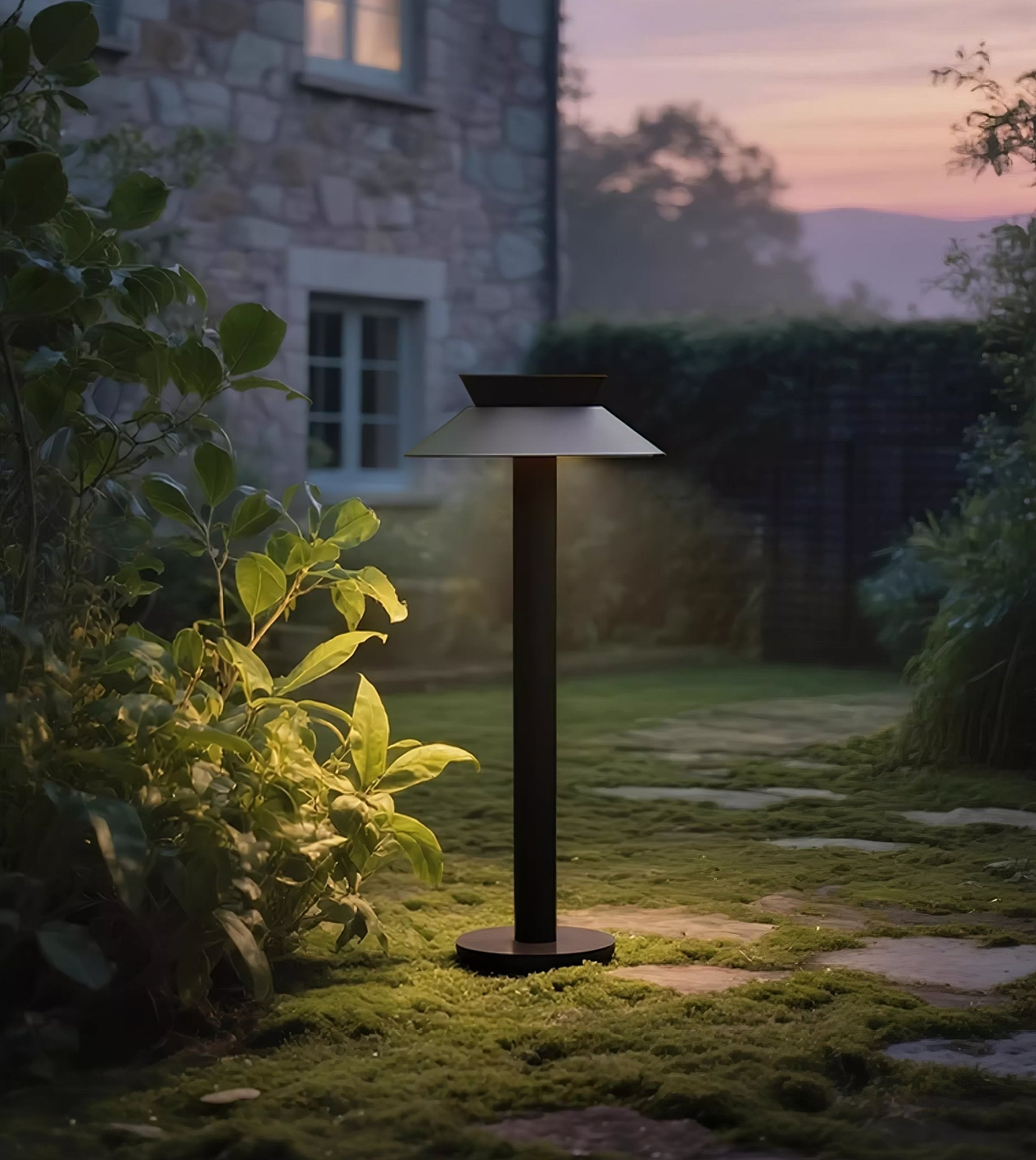 Close-up angle of Halo Stem Outdoor Path Light showing form and material detail