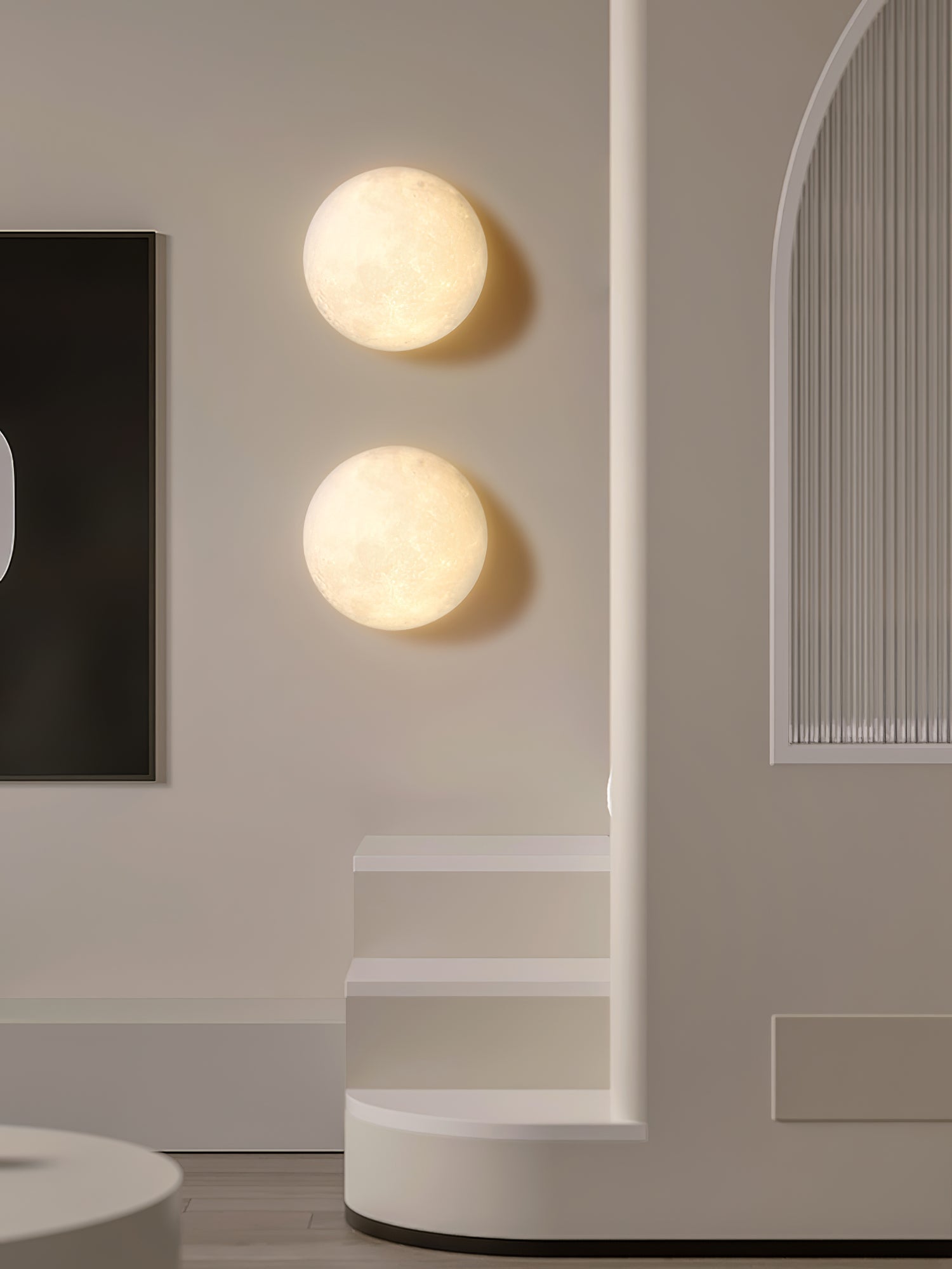 Moon 3D Wall Light - Dia 20cm x H 10cm 3D Printing PLA, Hardwired Wall Sconce, detail 22