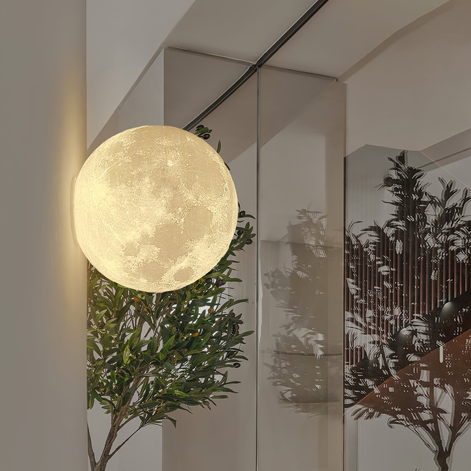 Moon 3D Wall Light - ∅ 5.9″ x H 5.9″ 3D Printing PLA, Hardwired Wall Sconce, detail 2