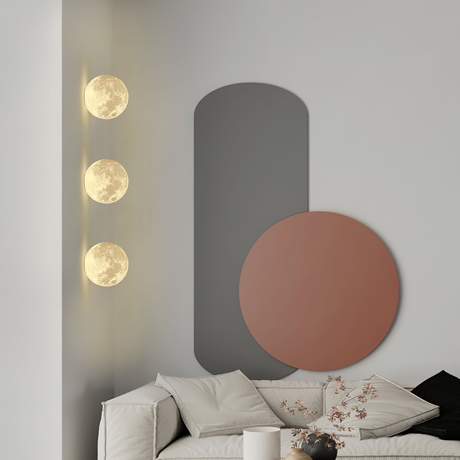 Moon 3D Wall Light - ∅ 5.9″ x H 5.9″ 3D Printing PLA, Hardwired Wall Sconce, detail 23