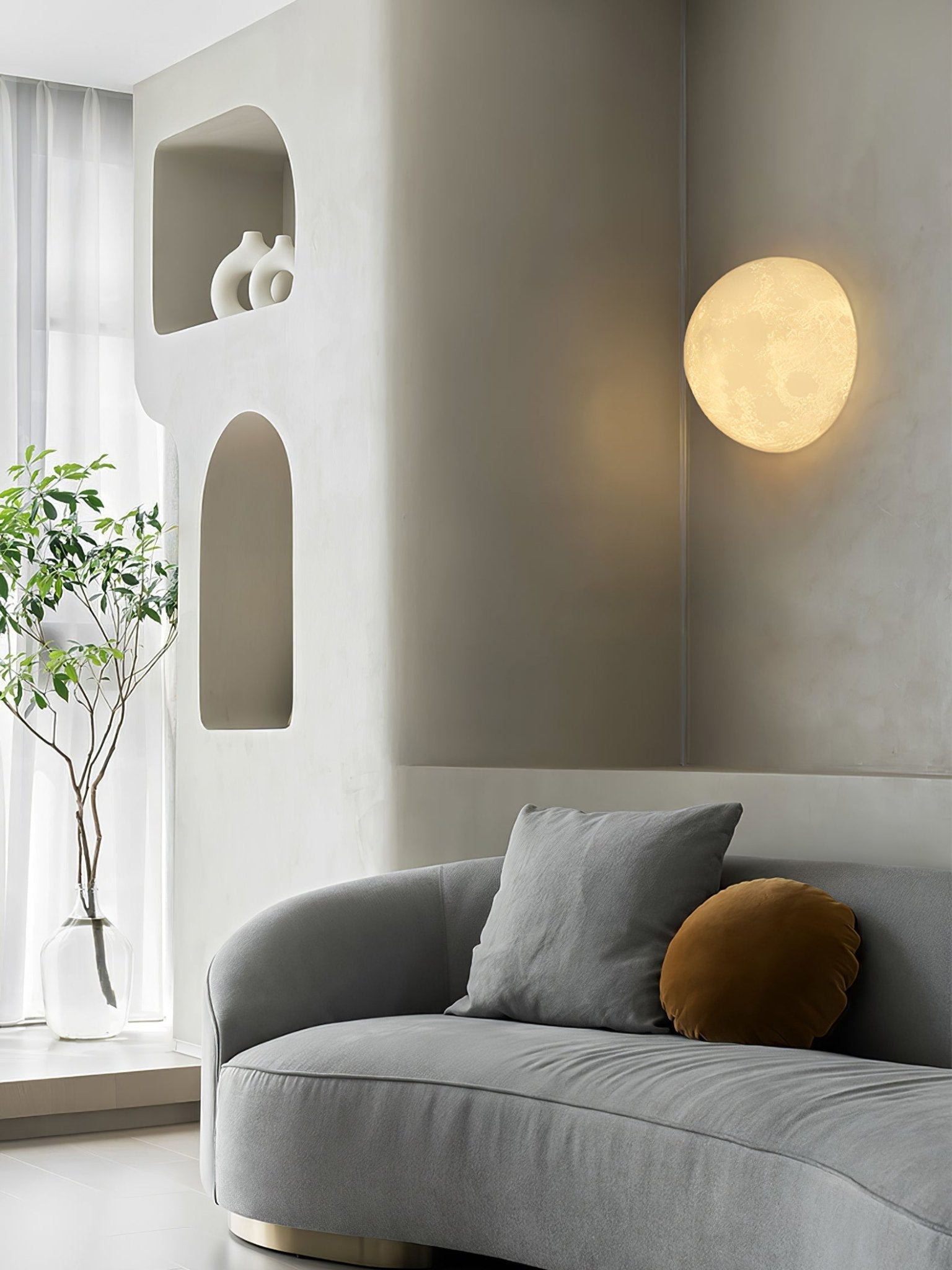 Moon 3D Wall Light - ∅ 5.9″ x H 5.9″ 3D Printing PLA, Hardwired Wall Sconce, detail 31