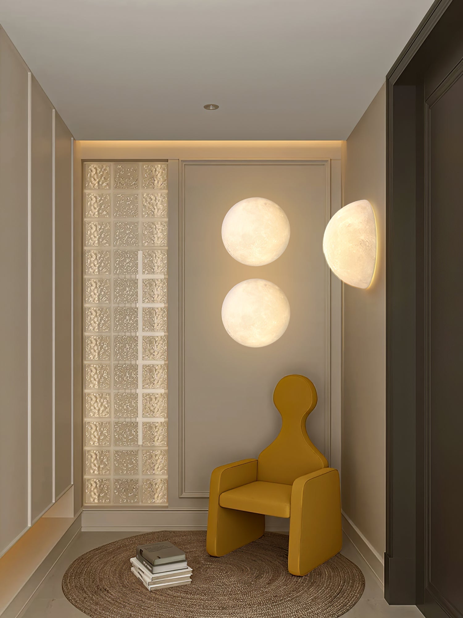 Moon 3D Wall Light - ∅ 5.9″ x H 5.9″ 3D Printing PLA, Hardwired Wall Sconce, detail 12