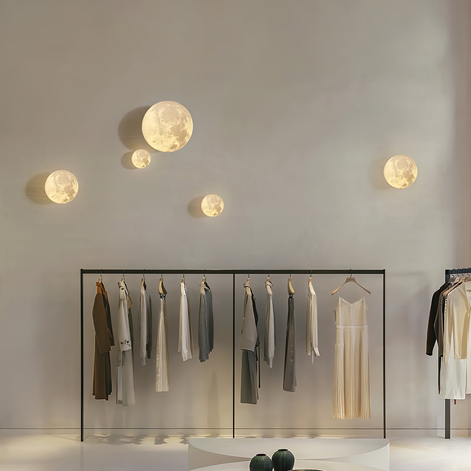 Moon 3D Wall Light - Dia 20cm x H 10cm 3D Printing PLA, Hardwired Wall Sconce, detail 20