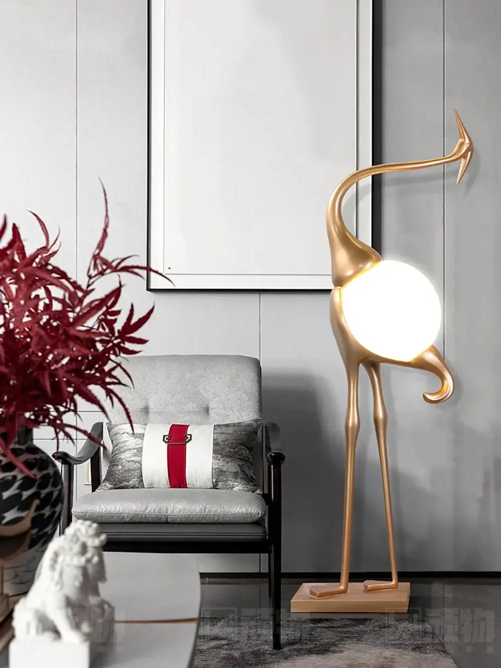 Heron Sculpture Floor Lamp detail view 7