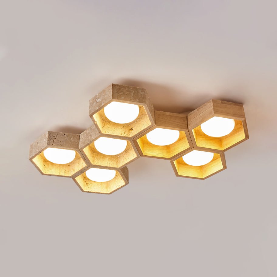 Honeycomb Travertine Ceiling Light