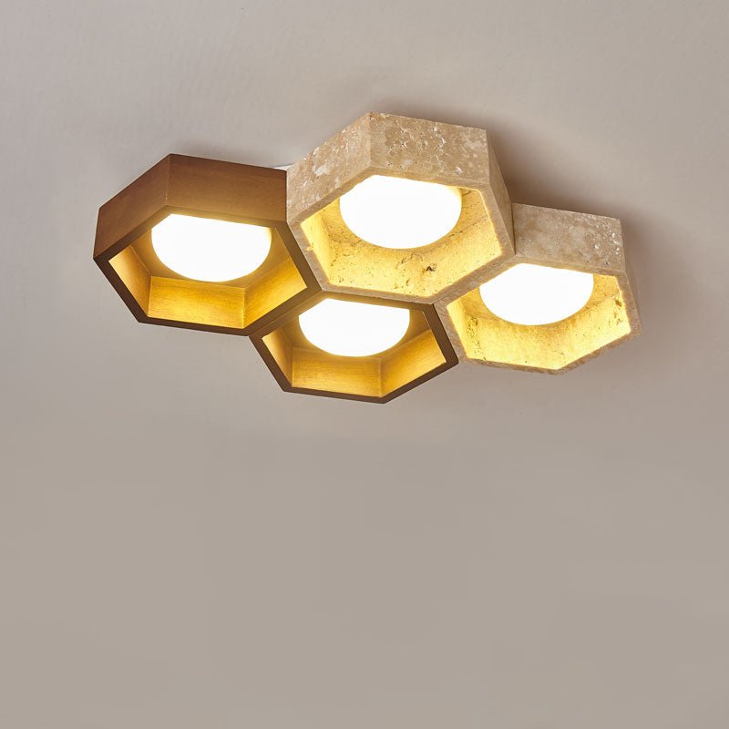 Honeycomb Travertine Ceiling Light