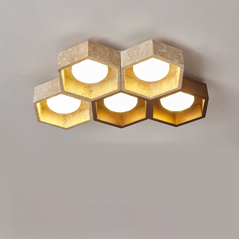 Honeycomb Travertine Ceiling Light